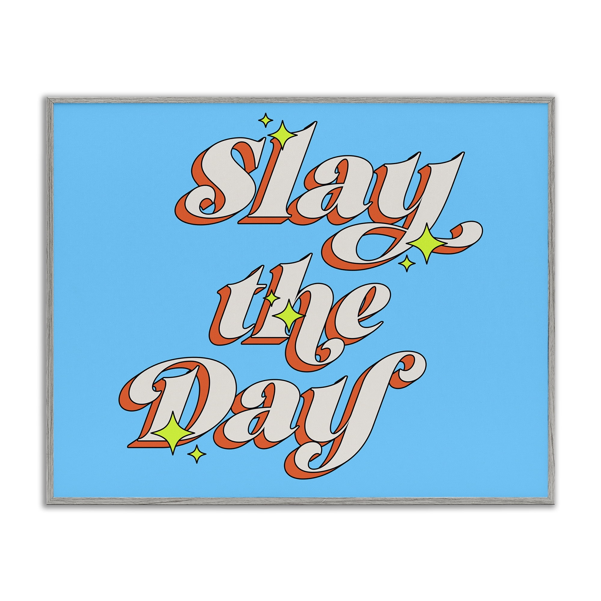 Stupell Industries Vintage Slay The Day Text & Numbers Painting Gray Framed Art Print Wall Art, 14 x 11
