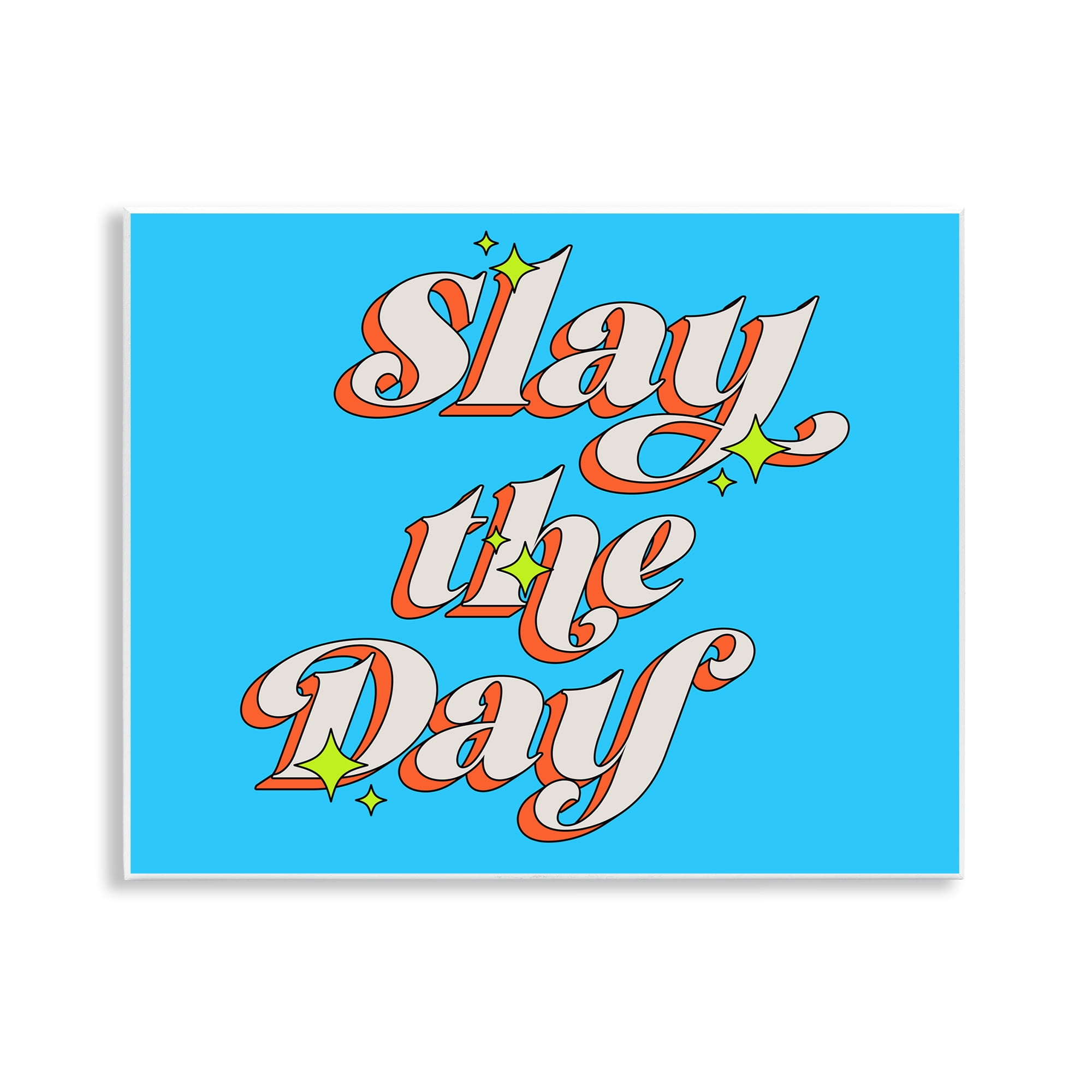 Stupell Industries Vintage Slay The Day Text & Numbers Painting Unframed Art Print Wall Art, 14 x 11