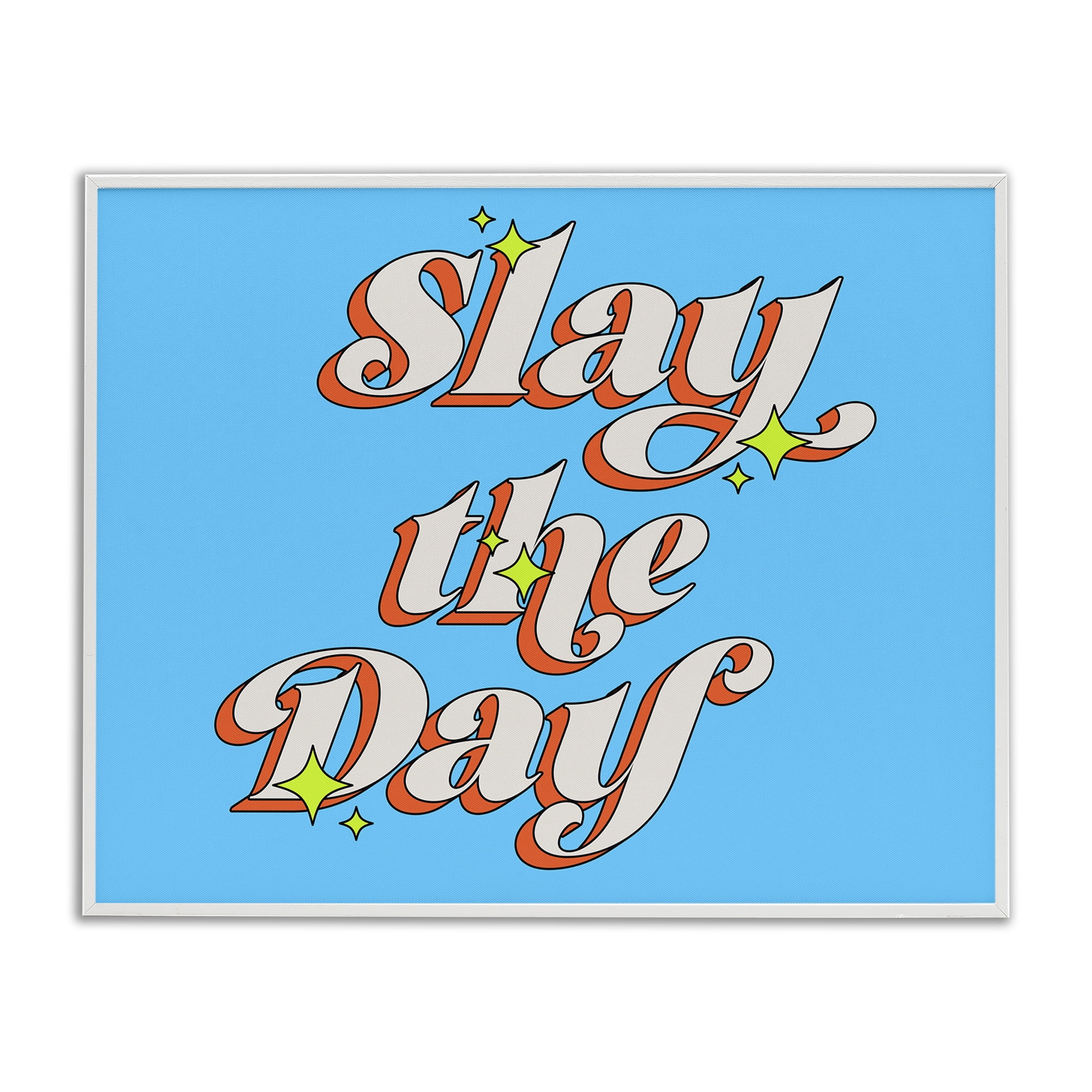Stupell Industries Vintage Slay The Day Text & Numbers Painting White Framed Art Print Wall Art, 20 x 16