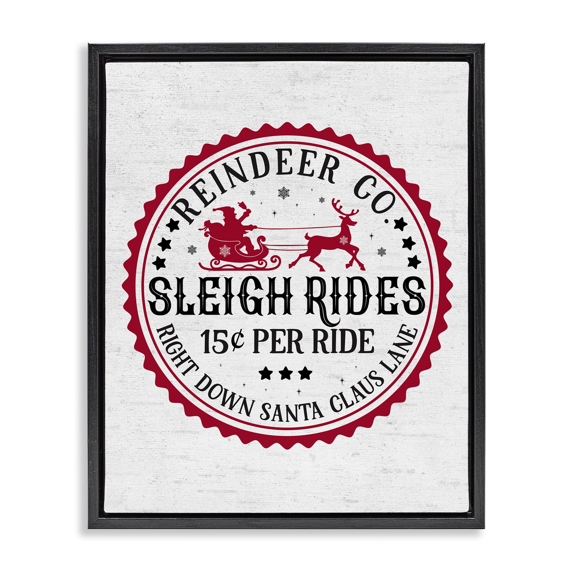 Stupell Industries Vintage Sleigh Rides Holiday Painting Black Floater Framed Art Print Wall Art, 25 x 31