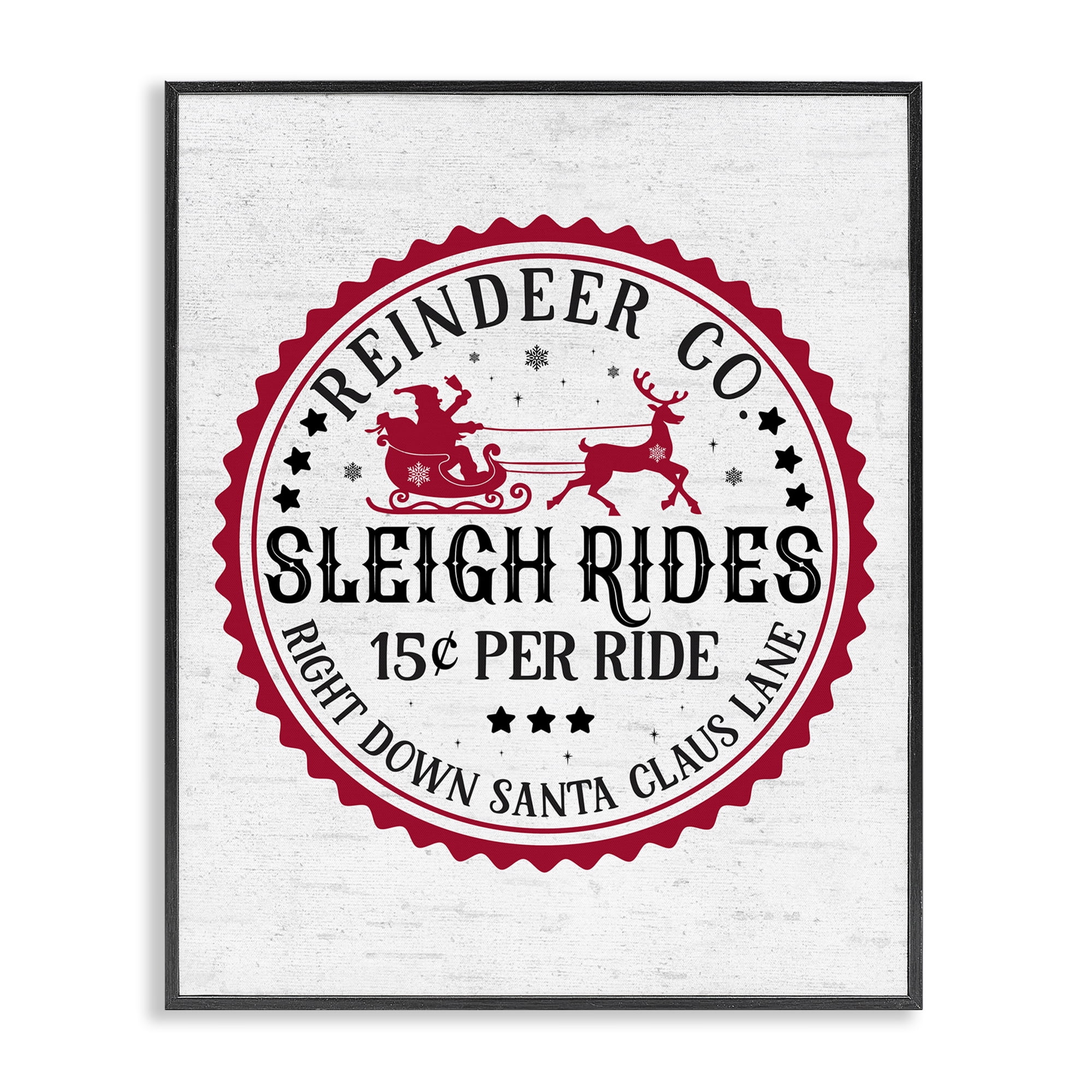 Stupell Industries Vintage Sleigh Rides Holiday Painting Black Framed Art Print Wall Art, 16 x 20