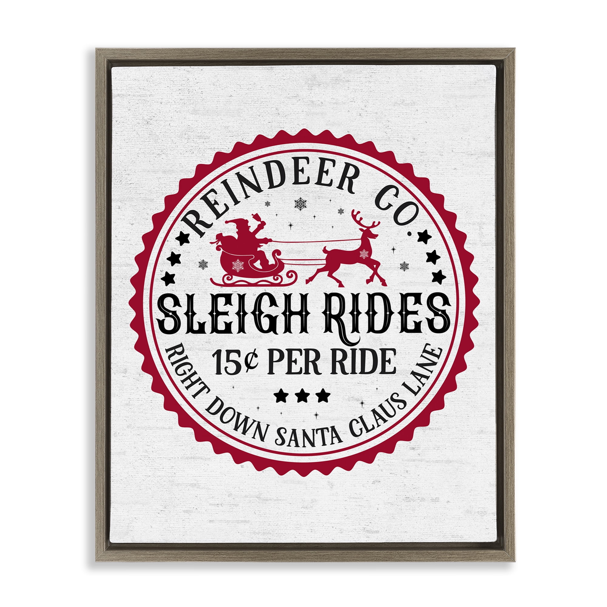 Stupell Industries Vintage Sleigh Rides Holiday Painting Brown Floater Framed Art Print Wall Art, 25 x 31