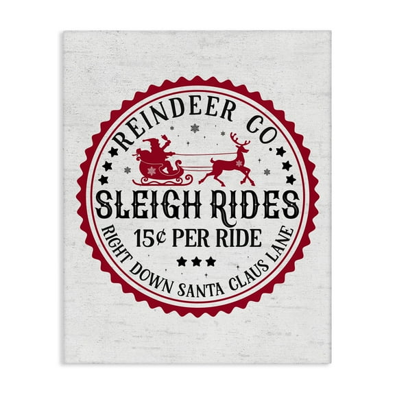 Stupell Industries Vintage Sleigh Rides Holiday Painting Gallery Wrapped Canvas Art Print Wall Art, 16 x 20