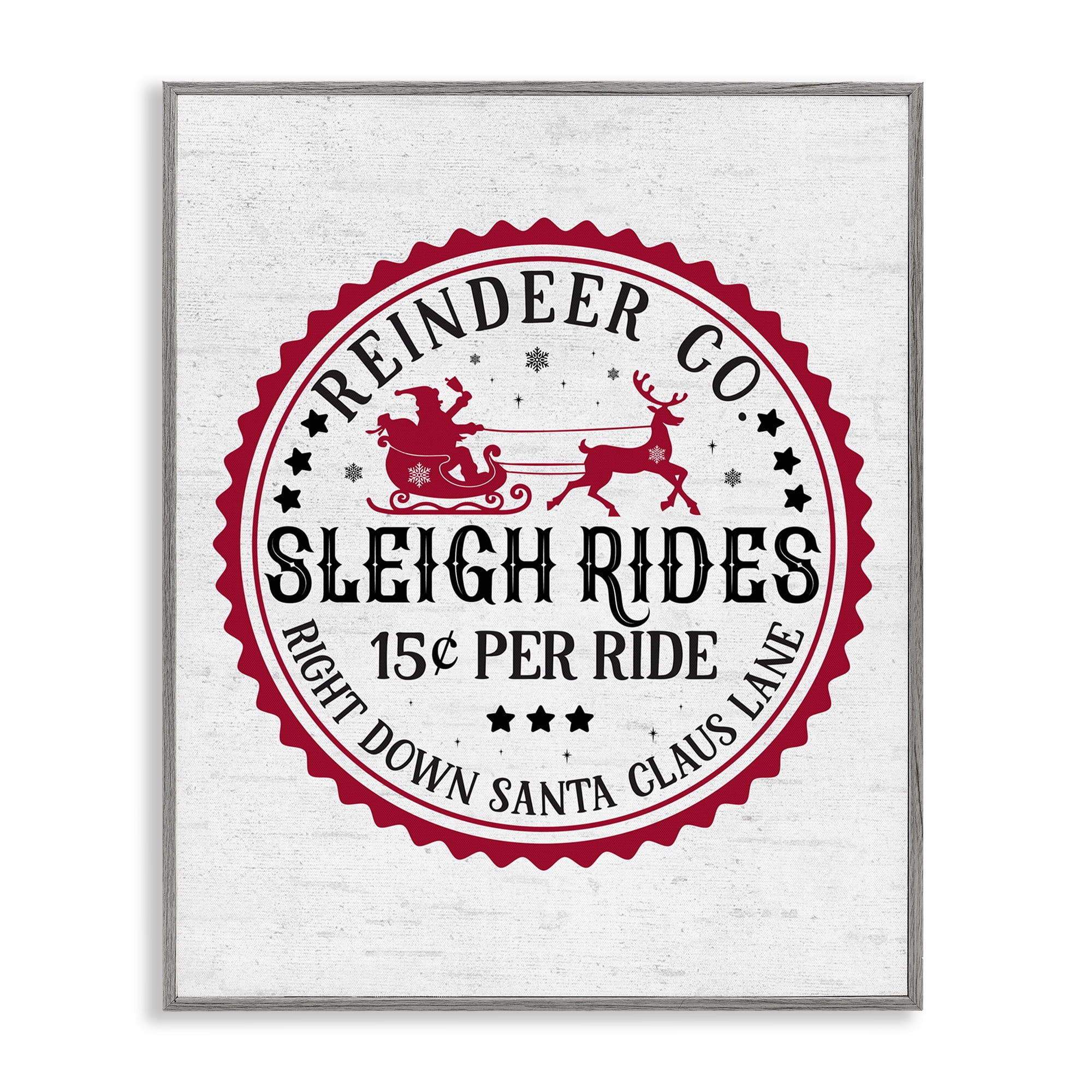 Stupell Industries Vintage Sleigh Rides Holiday Painting Gray Framed Art Print Wall Art, 11 x 14