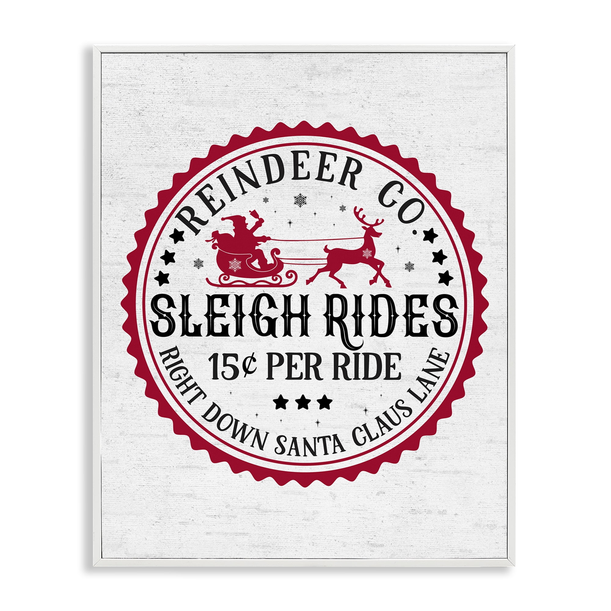Stupell Industries Vintage Sleigh Rides Holiday Painting White Framed Art Print Wall Art, 16 x 20