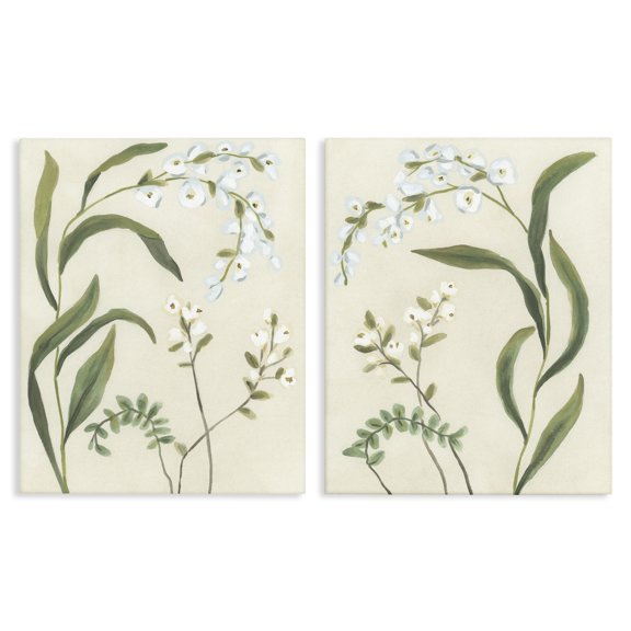 Stupell Industries Vintage Snowdrop Stems 2 Piece Canvas Wall Art Set, design by June Erica Vess