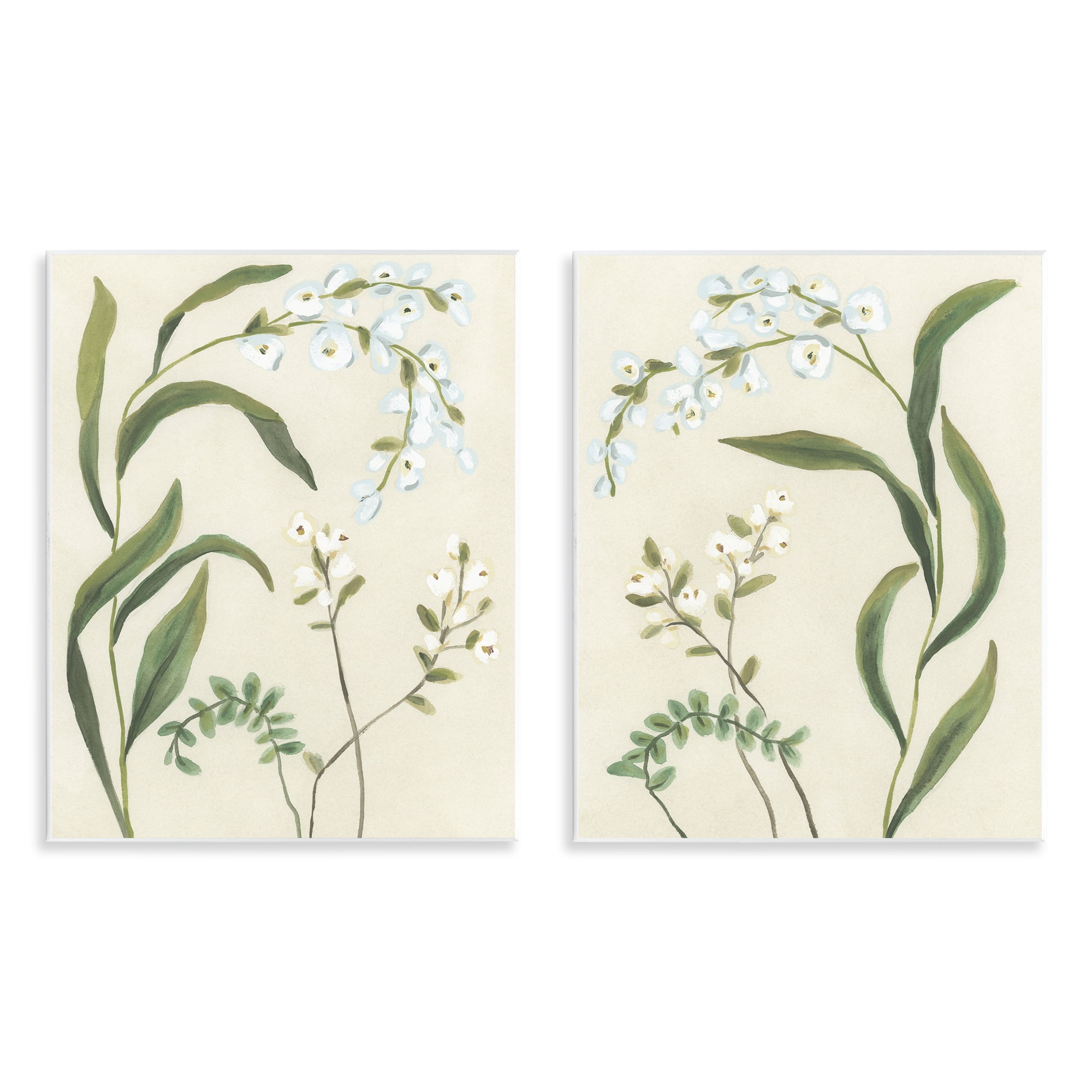 Stupell Industries Vintage Snowdrop Stems 2 Piece Wall Plaque Art Set, design by June Erica Vess