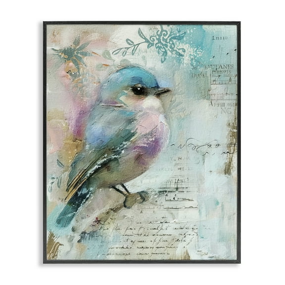 Stupell Industries Vintage Soft Pastel Bird Animals Painting Black Framed Art Print Wall Art, 11 x 14