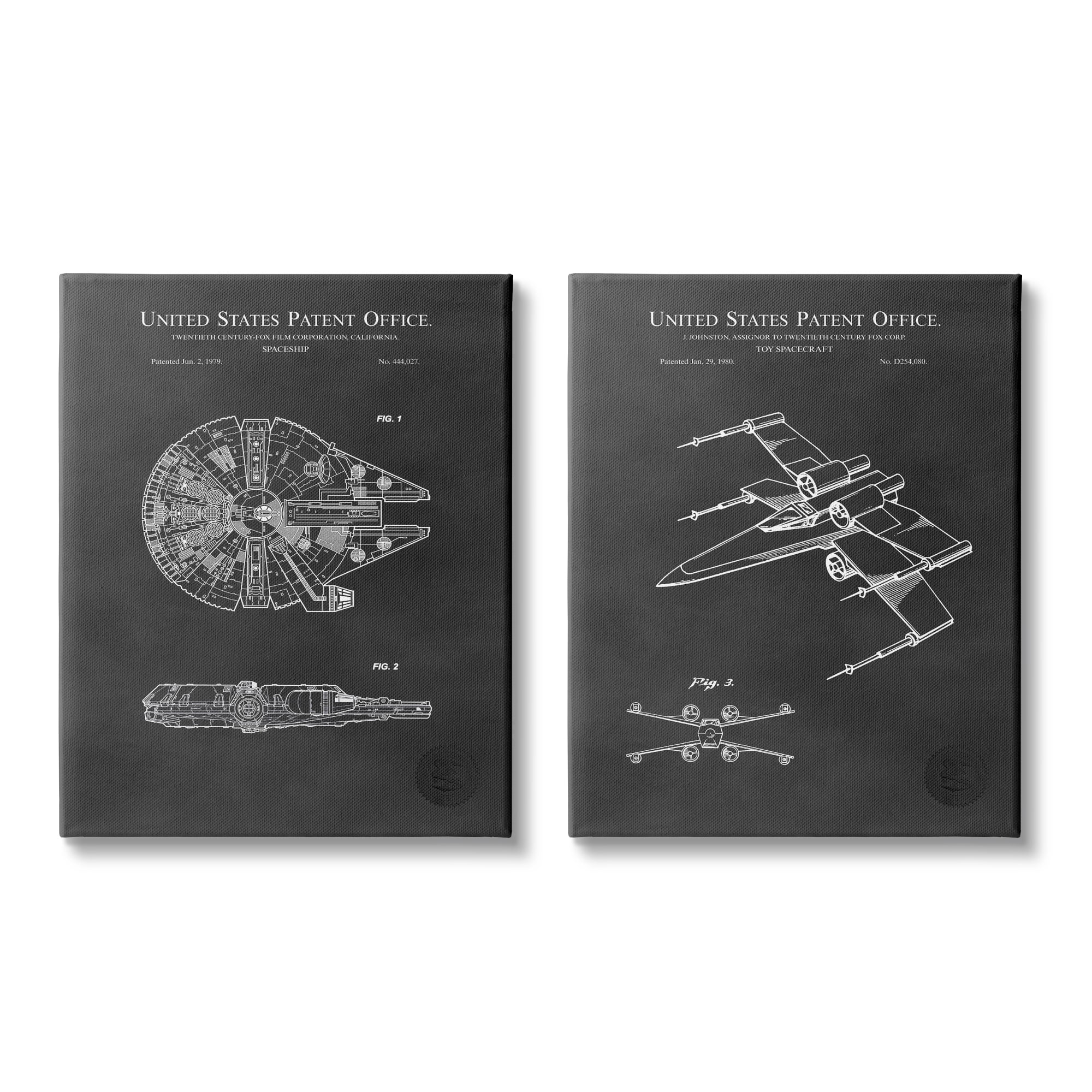 Stupell Industries Vintage Space Ship Patents Science Fiction Pop Culture Canvas Wall Art, 16 x 20, Design by Karl Hronek