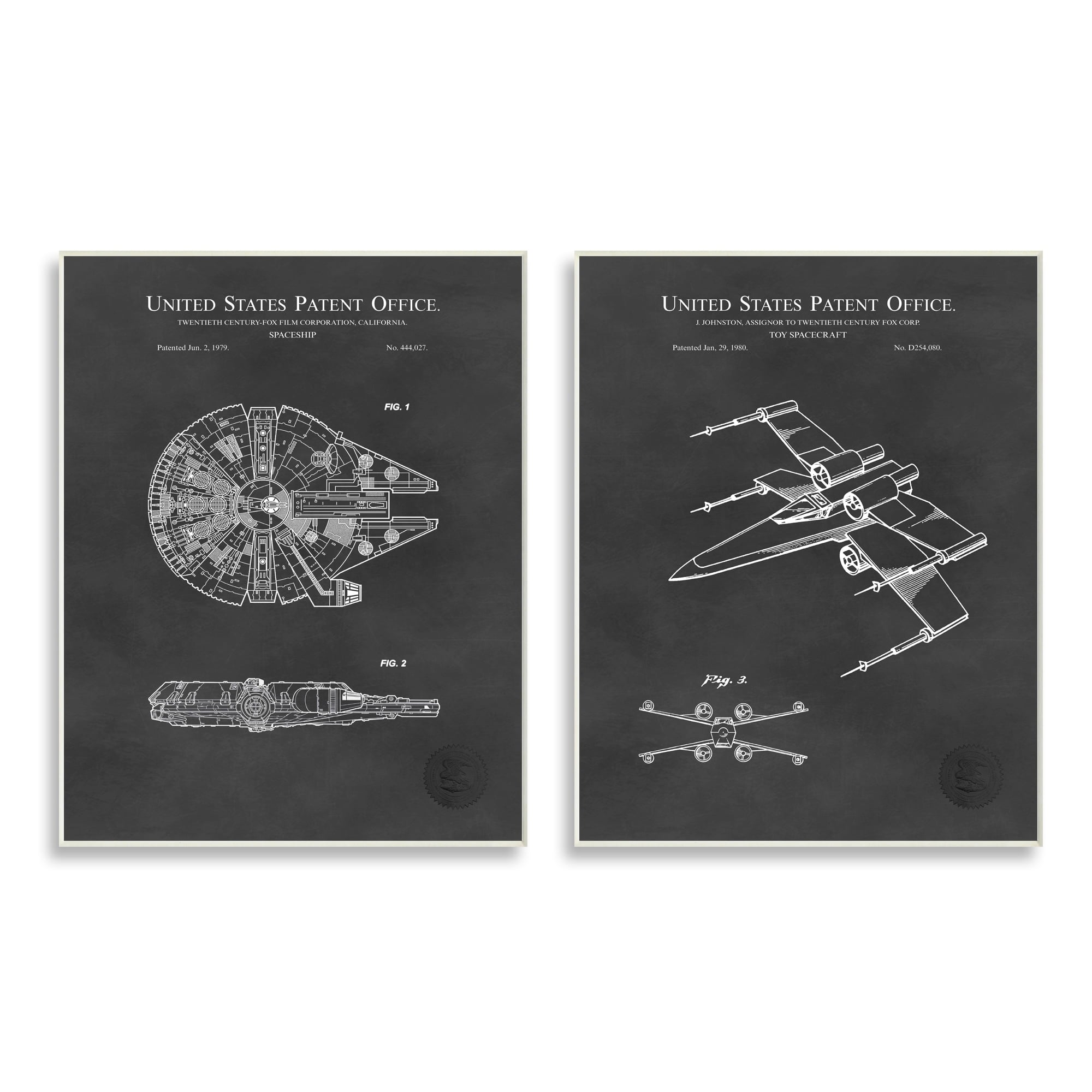 Stupell Industries Vintage Space Ship Patents Science Fiction Pop Culture Wood Wall Art, 13 x 19, Design by Karl Hronek