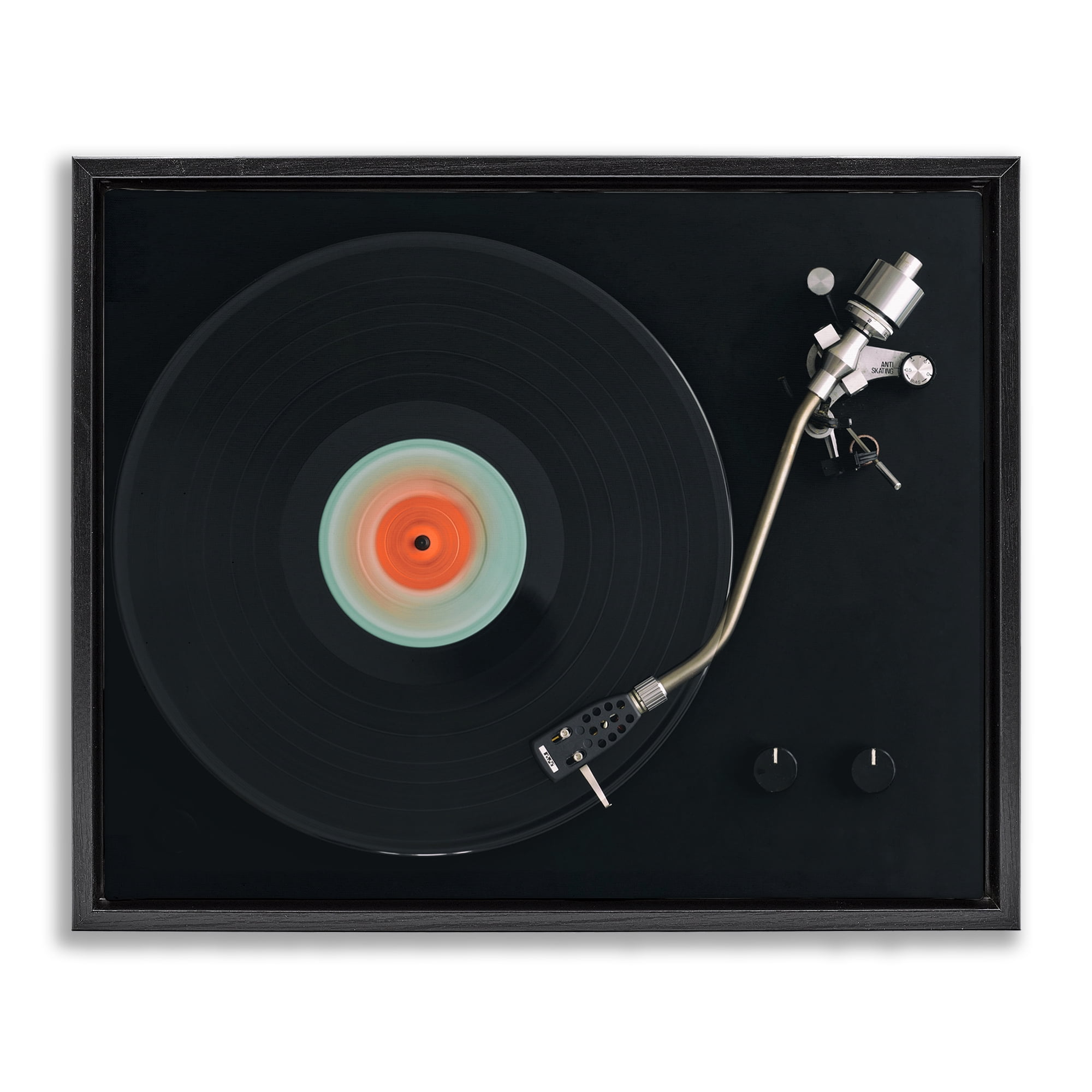 Stupell Industries Vintage Spinning Record Black Framed Floater Canvas Wall Art, design by Tom Quartermaine