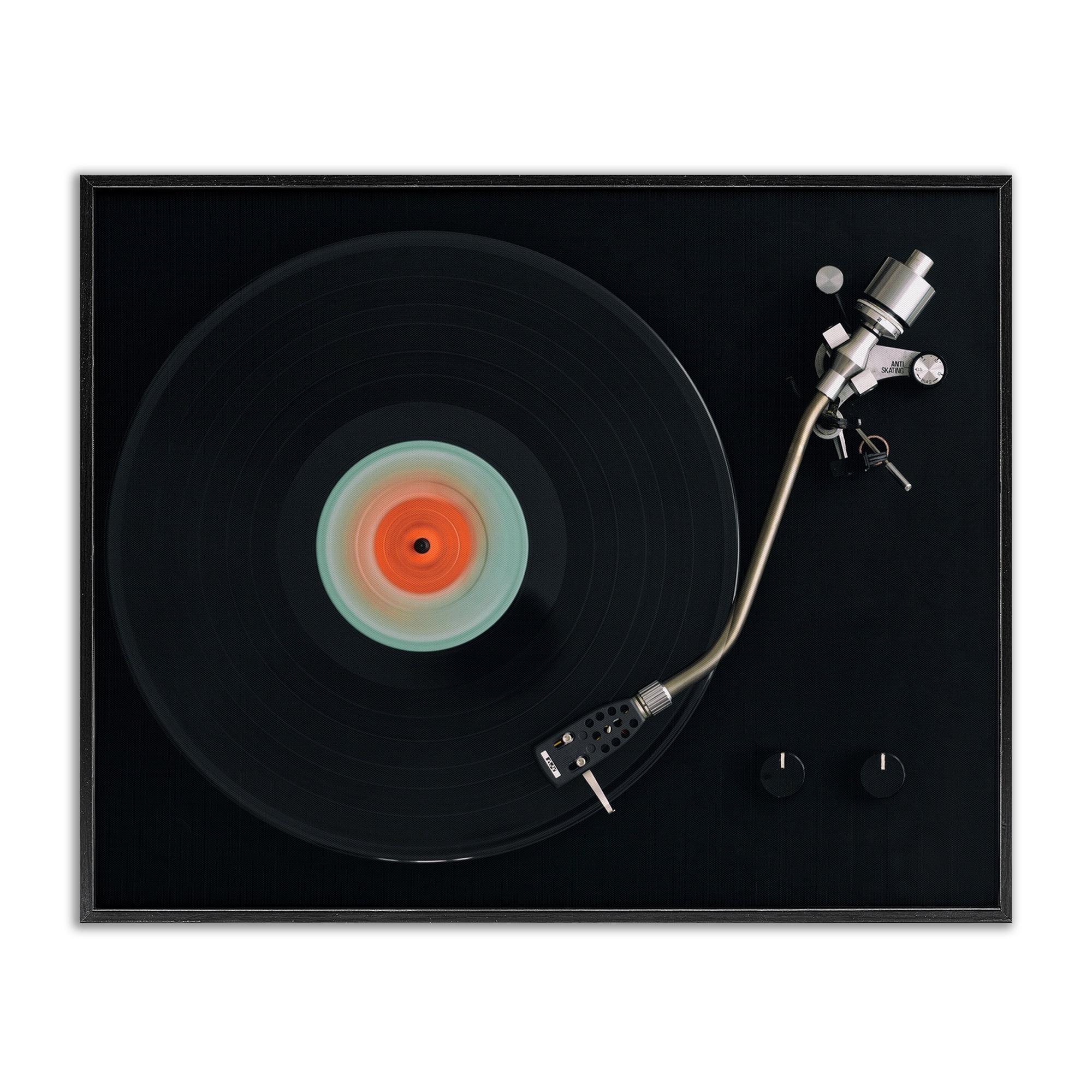 Stupell Industries Vintage Spinning Record Black Framed Giclee Art, design by Tom Quartermaine