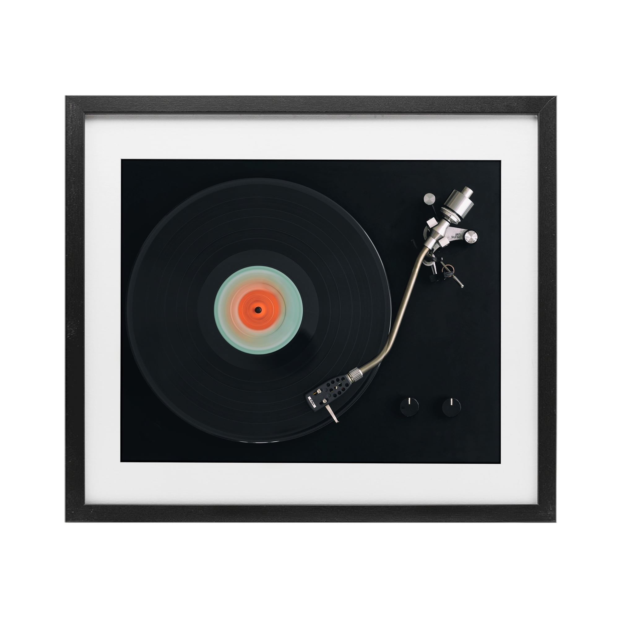 Stupell Industries Vintage Spinning Record Black Framed Print Under Glass, design by Tom Quartermaine