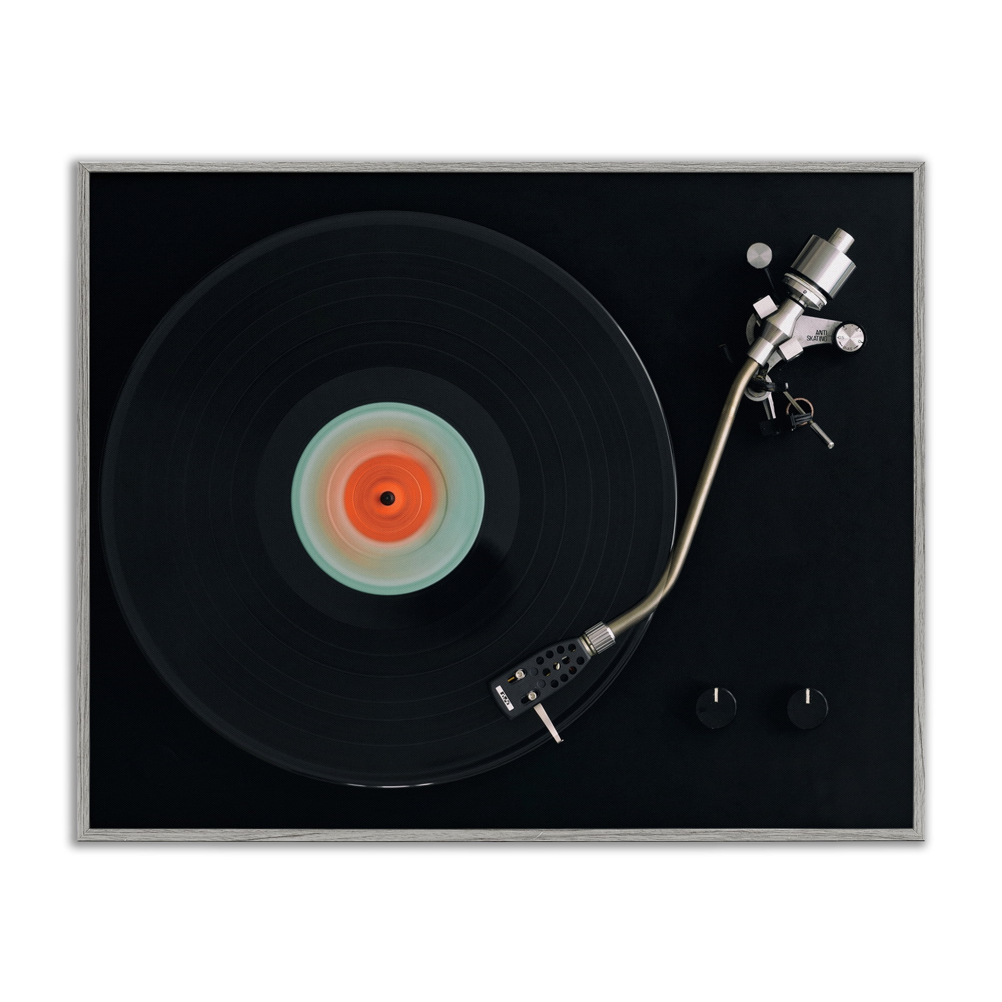 Stupell Industries Vintage Spinning Record Gray Framed Giclee Art, design by Tom Quartermaine