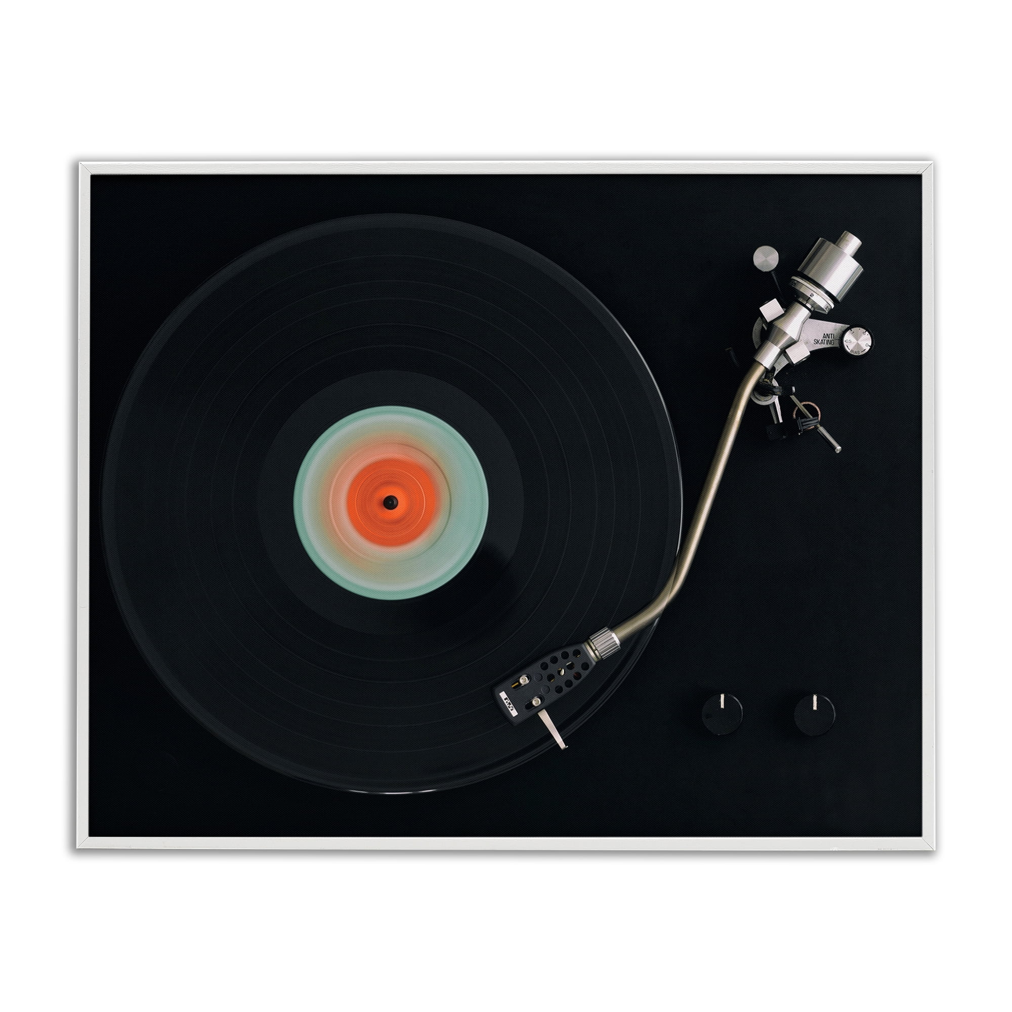 Stupell Industries Vintage Spinning Record White Framed Giclee Art, design by Tom Quartermaine
