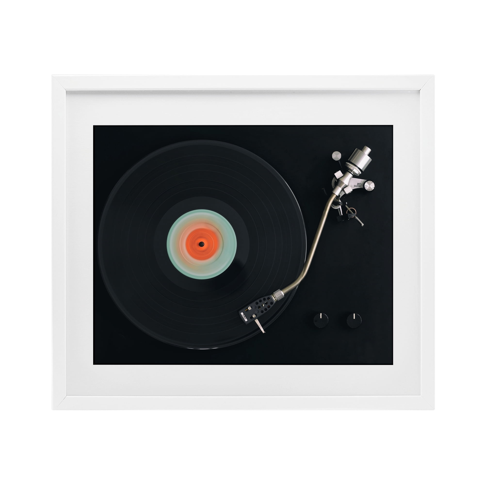 Stupell Industries Vintage Spinning Record White Framed Print Under Glass, design by Tom Quartermaine