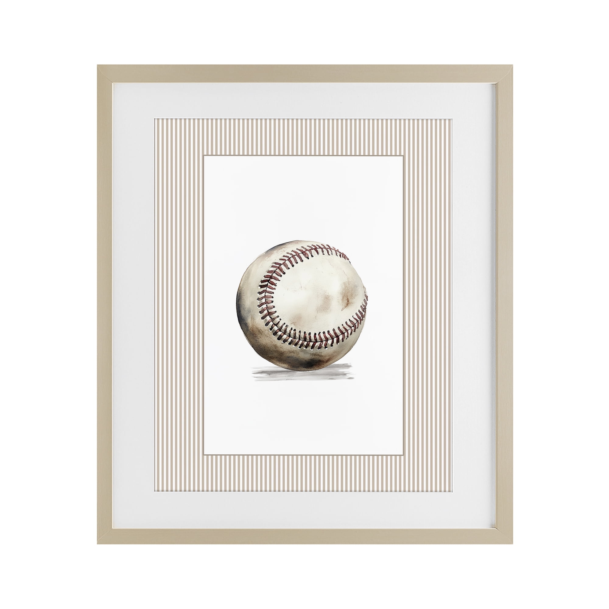 Stupell Industries Vintage Sports Baseball Birch Framed Print Under Glass, design by Christine Simpson Art