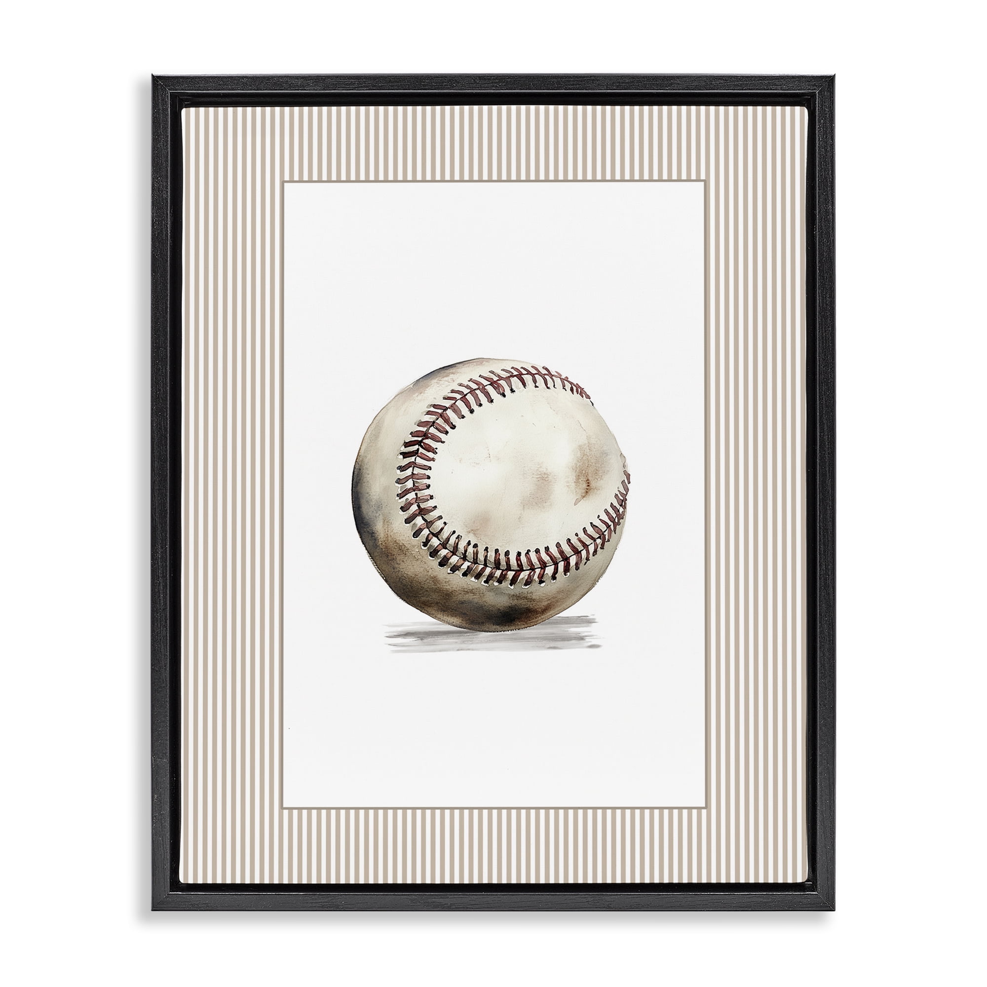 Stupell Industries Vintage Sports Baseball Black Framed Floater Canvas Wall Art, design by Christine Simpson Art