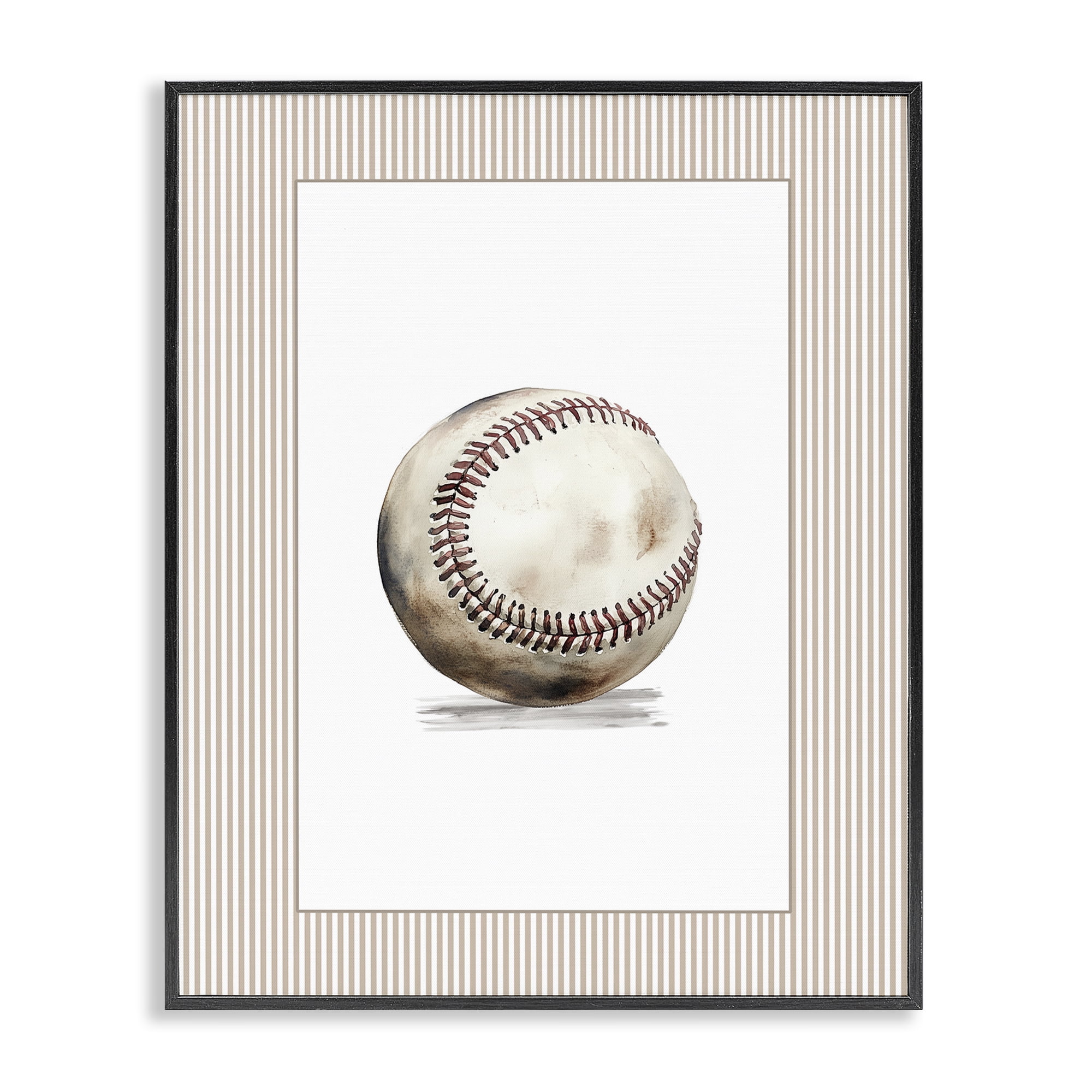 Stupell Industries Vintage Sports Baseball Black Framed Giclee Art, design by Christine Simpson Art