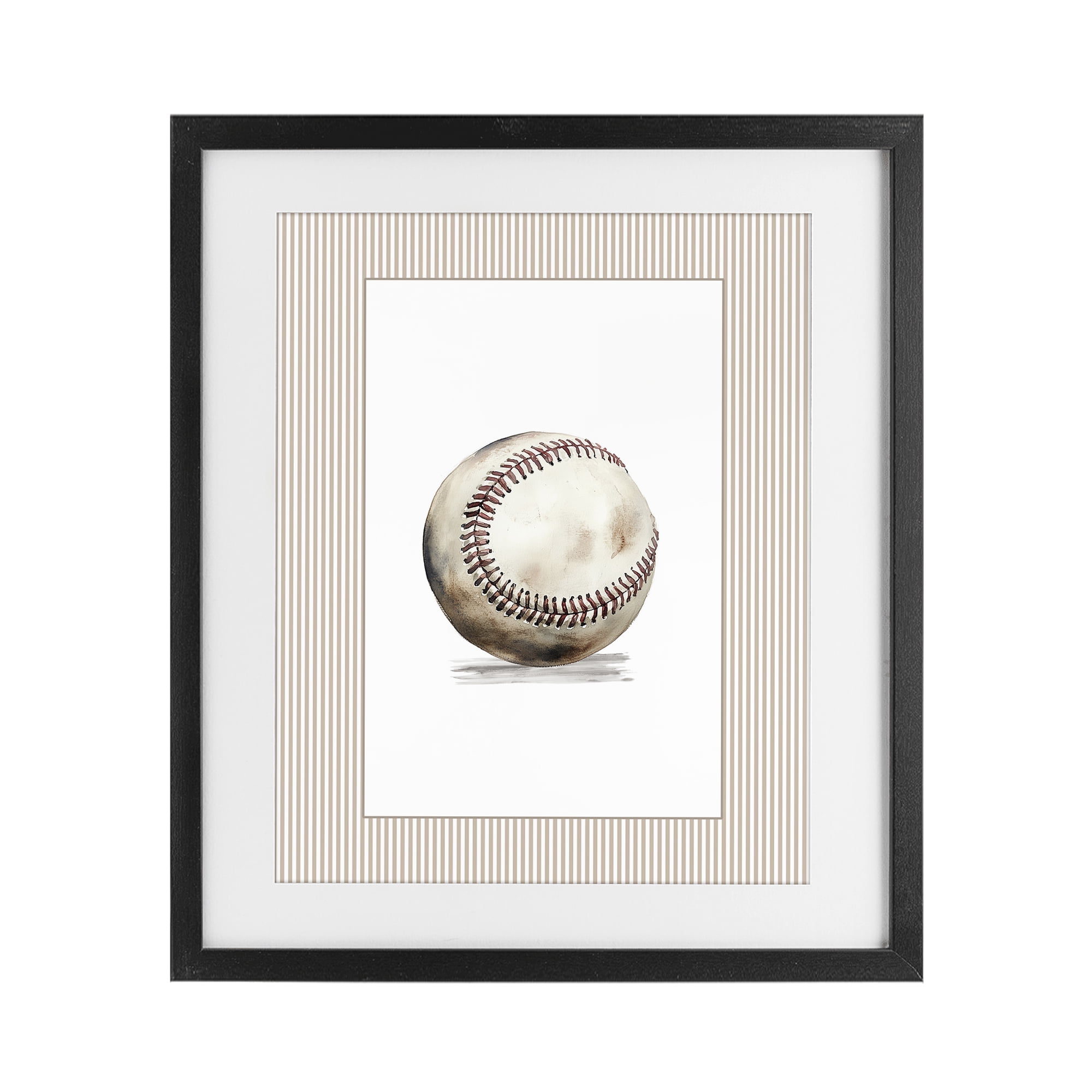 Stupell Industries Vintage Sports Baseball Black Framed Print Under Glass, design by Christine Simpson Art