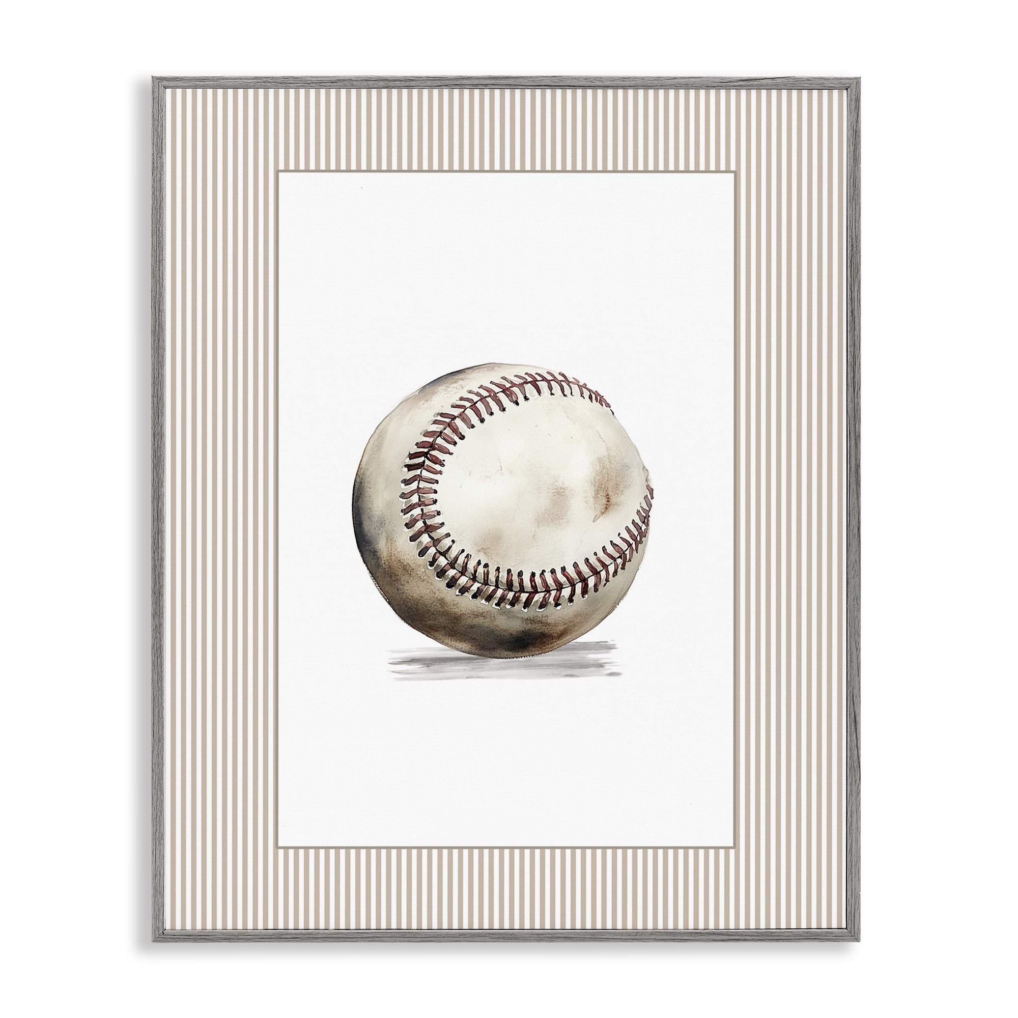 Stupell Industries Vintage Sports Baseball Gray Framed Giclee Art, design by Christine Simpson Art