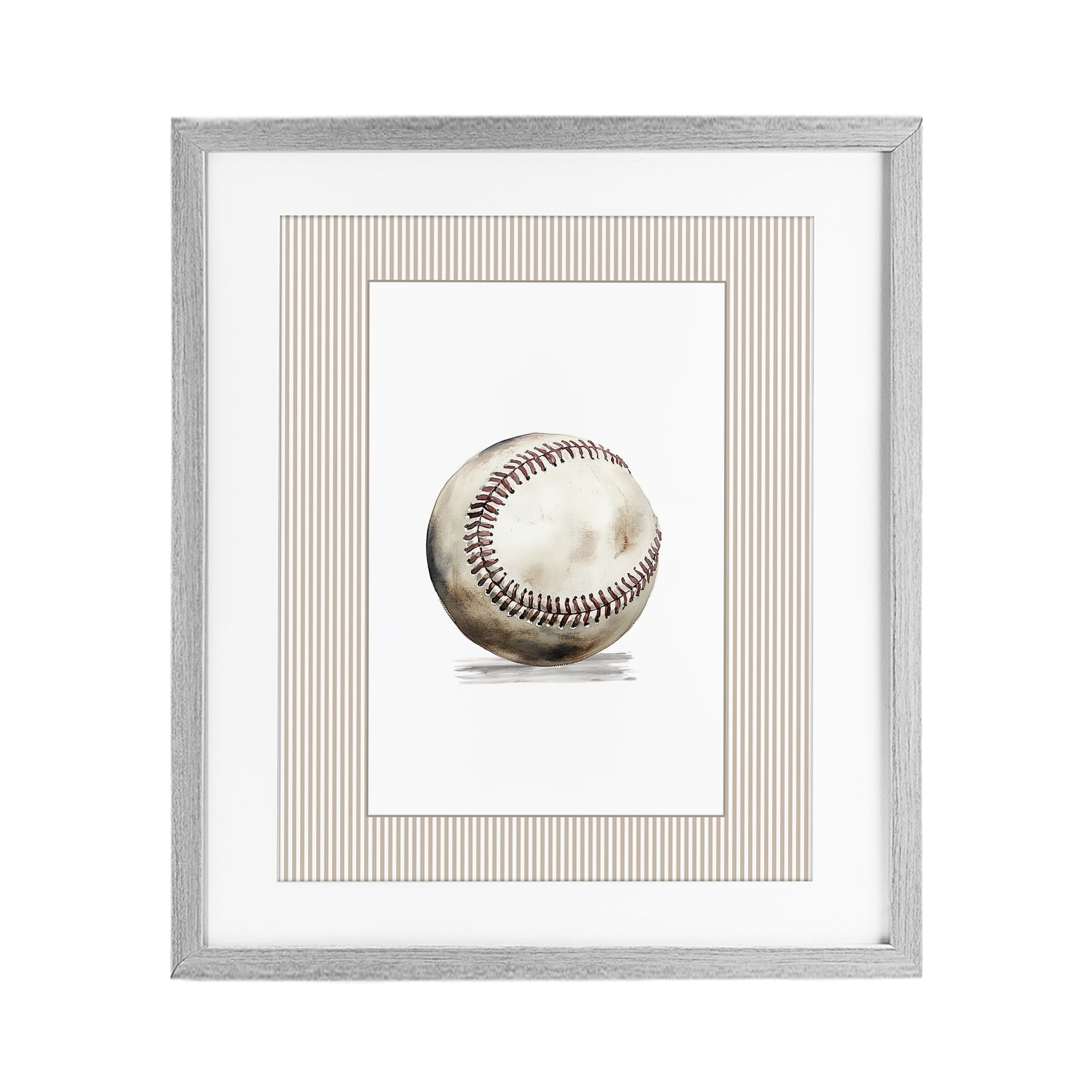 Stupell Industries Vintage Sports Baseball Gray Framed Print Under Glass, design by Christine Simpson Art