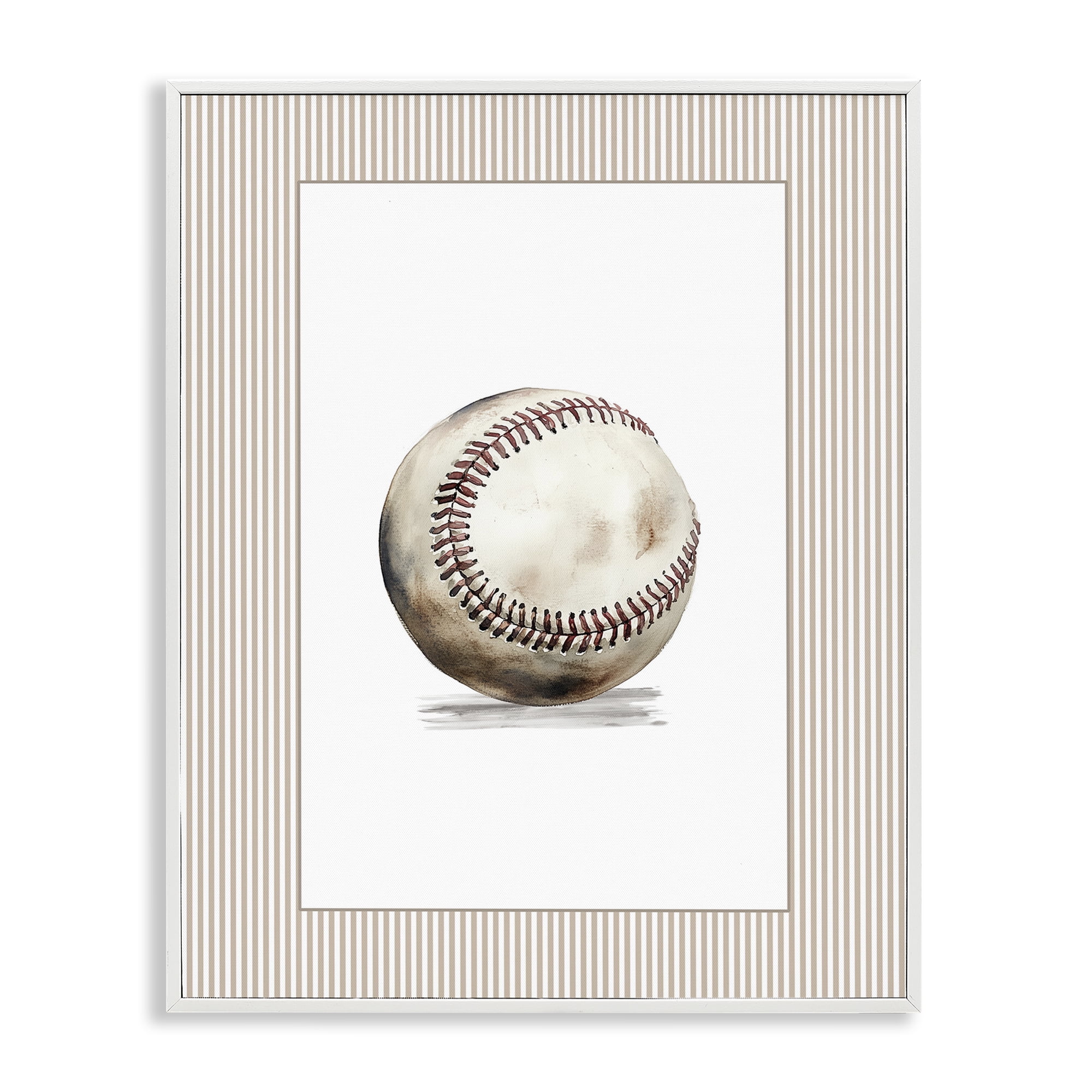 Stupell Industries Vintage Sports Baseball White Framed Giclee Art, design by Christine Simpson Art