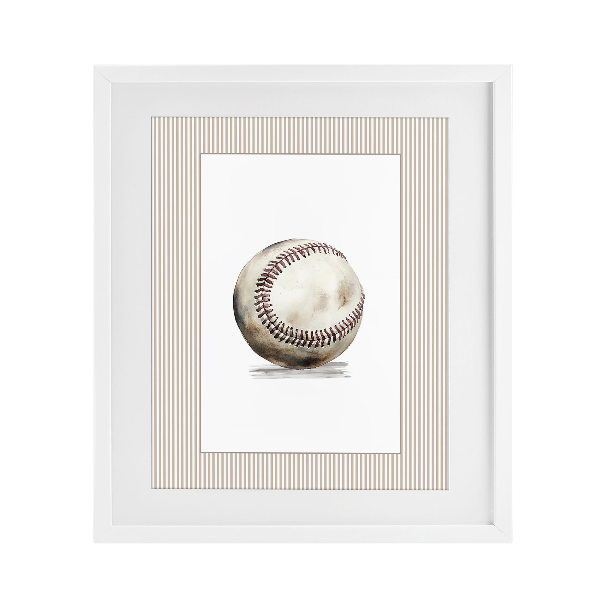 Stupell Industries Vintage Sports Baseball White Framed Print Under Glass, design by Christine Simpson Art