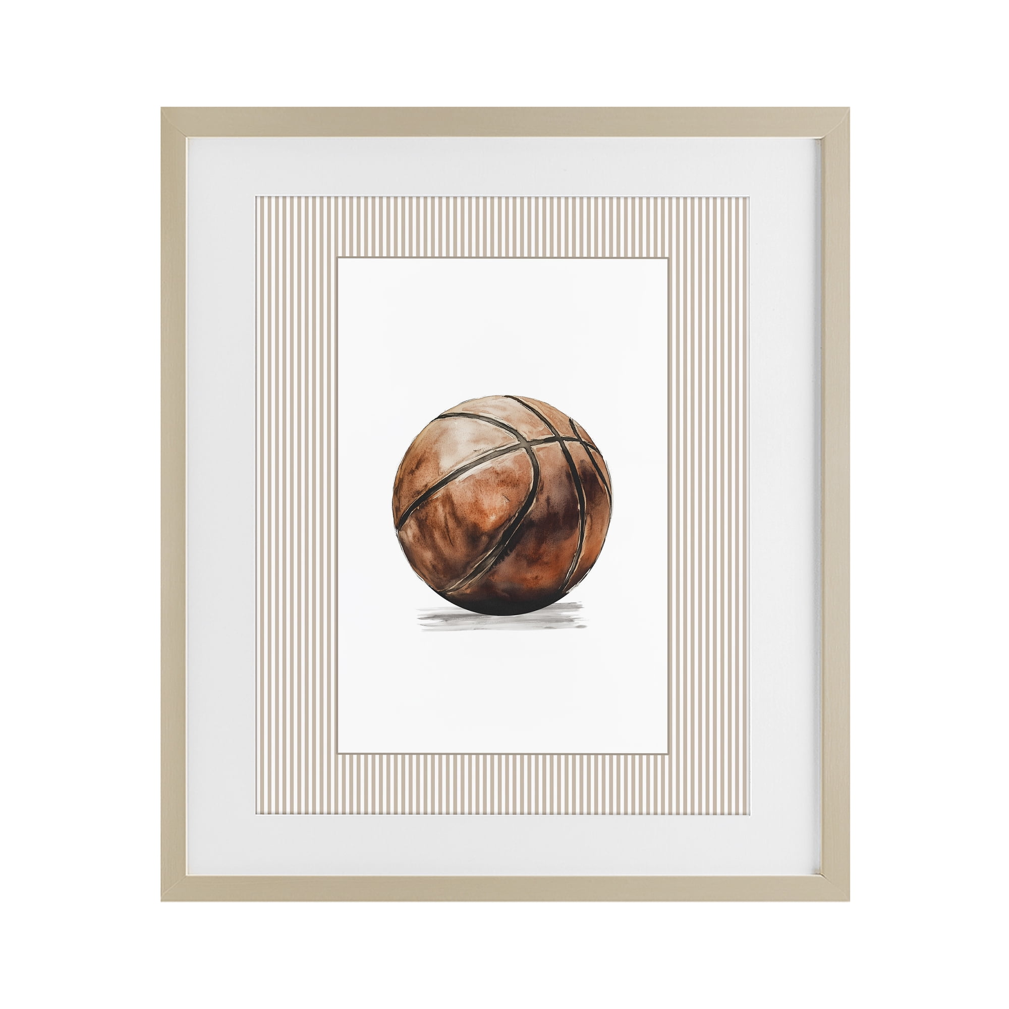 Stupell Industries Vintage Sports Basketball Birch Framed Print Under Glass, design by Christine Simpson Art