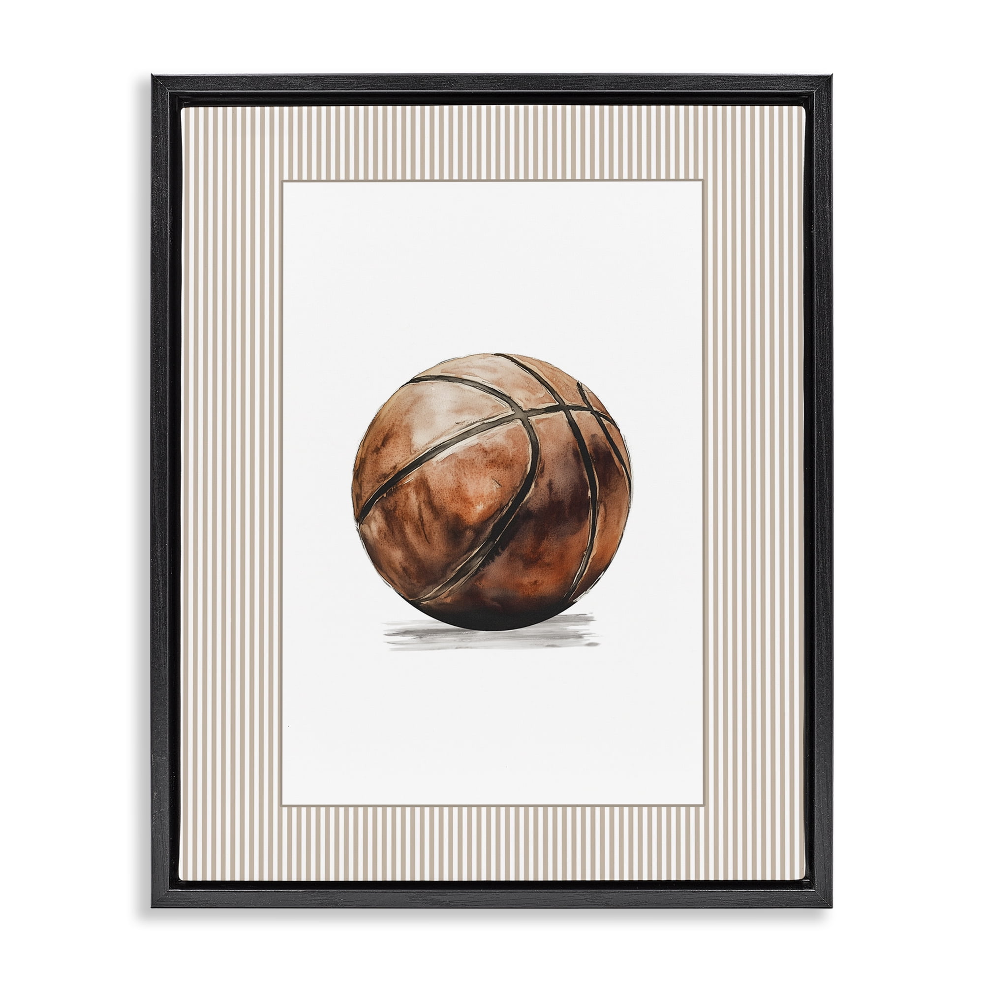 Stupell Industries Vintage Sports Basketball Black Framed Floater Canvas Wall Art, design by Christine Simpson Art