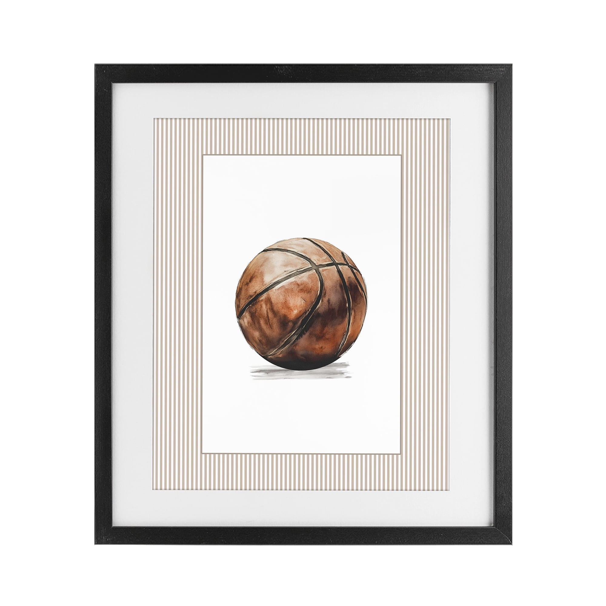 Stupell Industries Vintage Sports Basketball Black Framed Print Under Glass, design by Christine Simpson Art