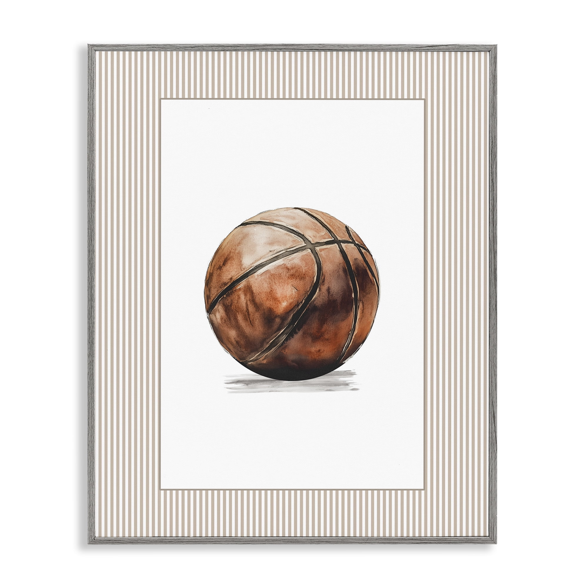 Stupell Industries Vintage Sports Basketball Gray Framed Giclee Art, design by Christine Simpson Art