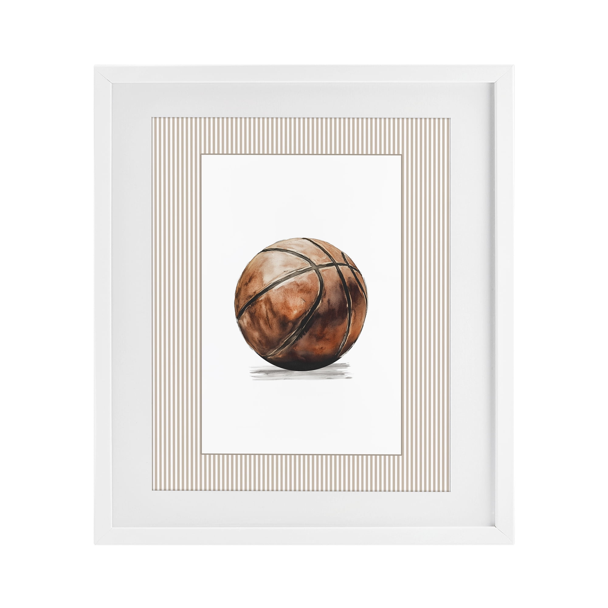 Stupell Industries Vintage Sports Basketball White Framed Print Under Glass, design by Christine Simpson Art