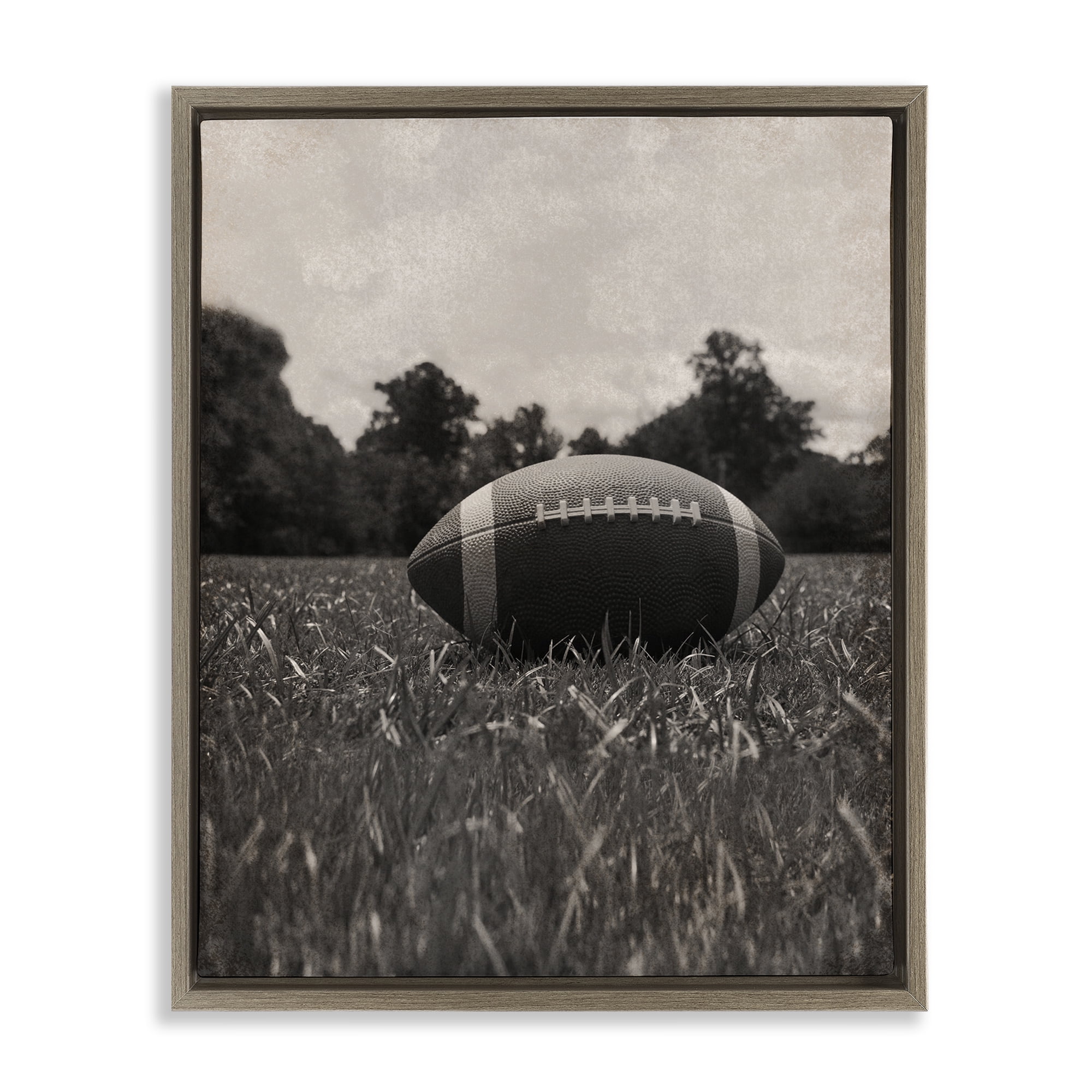 Stupell Industries Vintage Sports Football Brown Framed Floater Canvas Wall Art, design by Marcus Prime