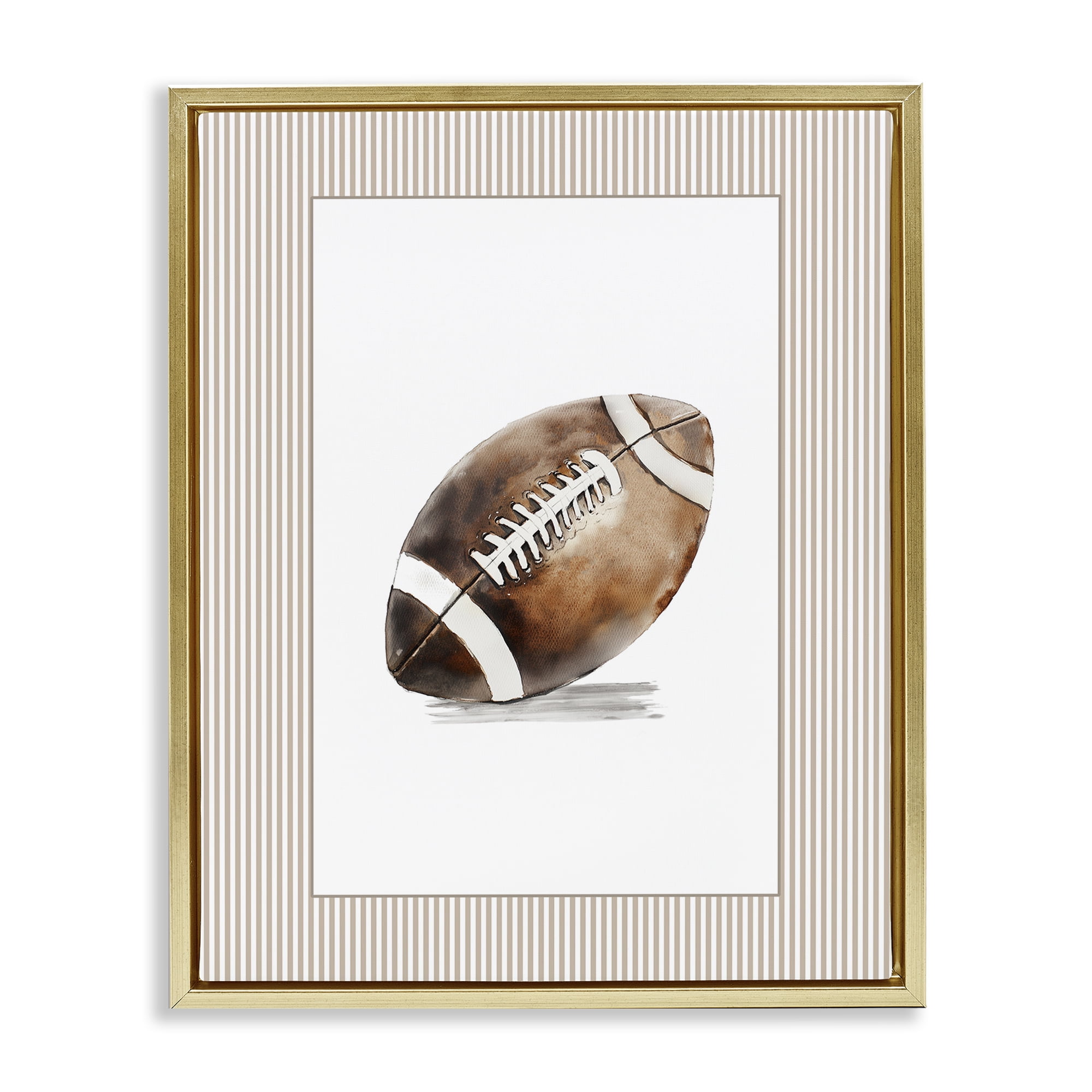 Stupell Industries Vintage Sports Football Gold Framed Floater Canvas Wall Art, design by Christine Simpson Art