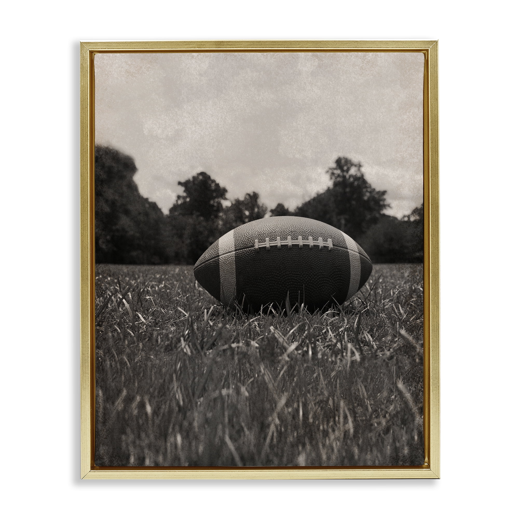 Stupell Industries Vintage Sports Football Gold Framed Floater Canvas Wall Art, design by Marcus Prime