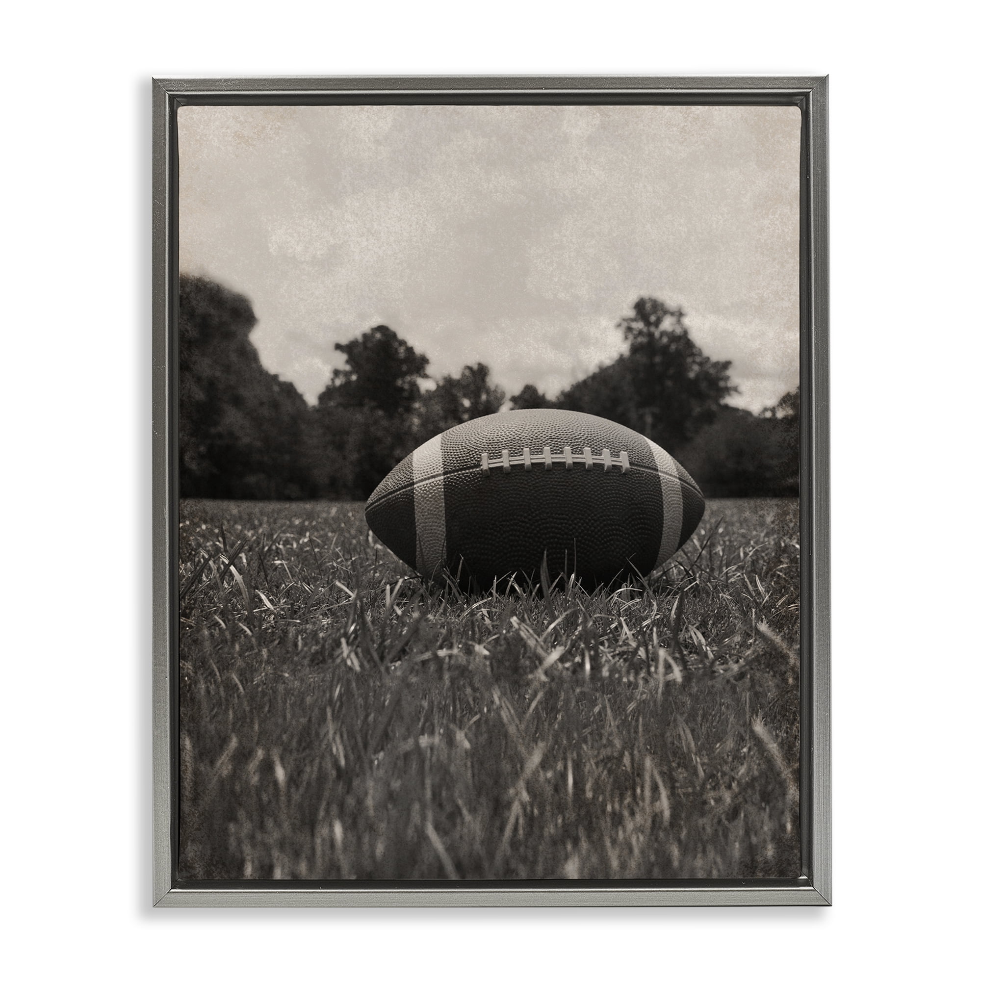 Stupell Industries Vintage Sports Football Gray Framed Floater Canvas Wall Art, design by Marcus Prime