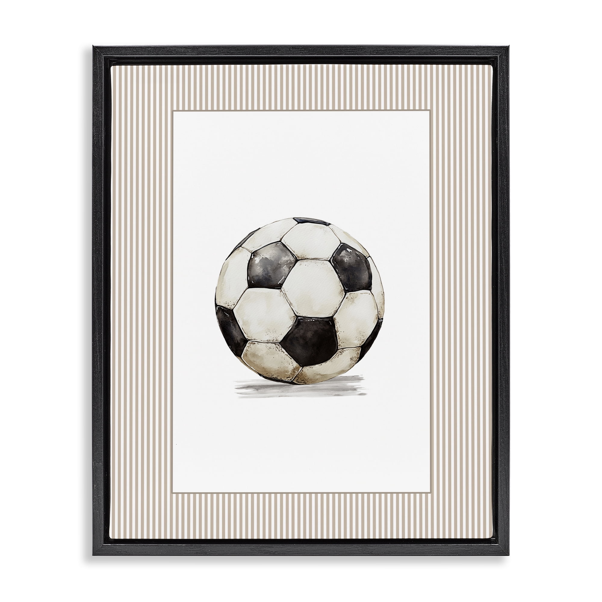 Stupell Industries Vintage Sports Soccer Ball Black Framed Floater Canvas Wall Art, design by Christine Simpson Art