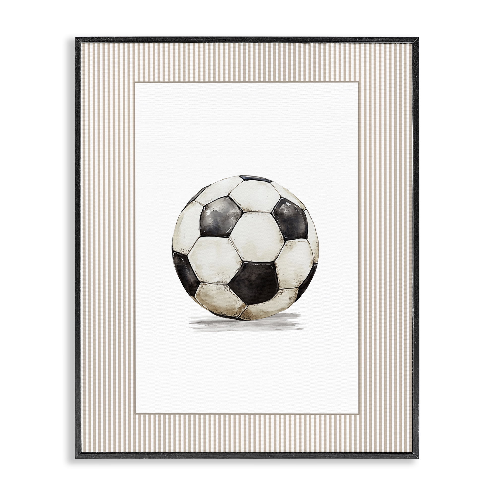 Stupell Industries Vintage Sports Soccer Ball Black Framed Giclee Art, design by Christine Simpson Art