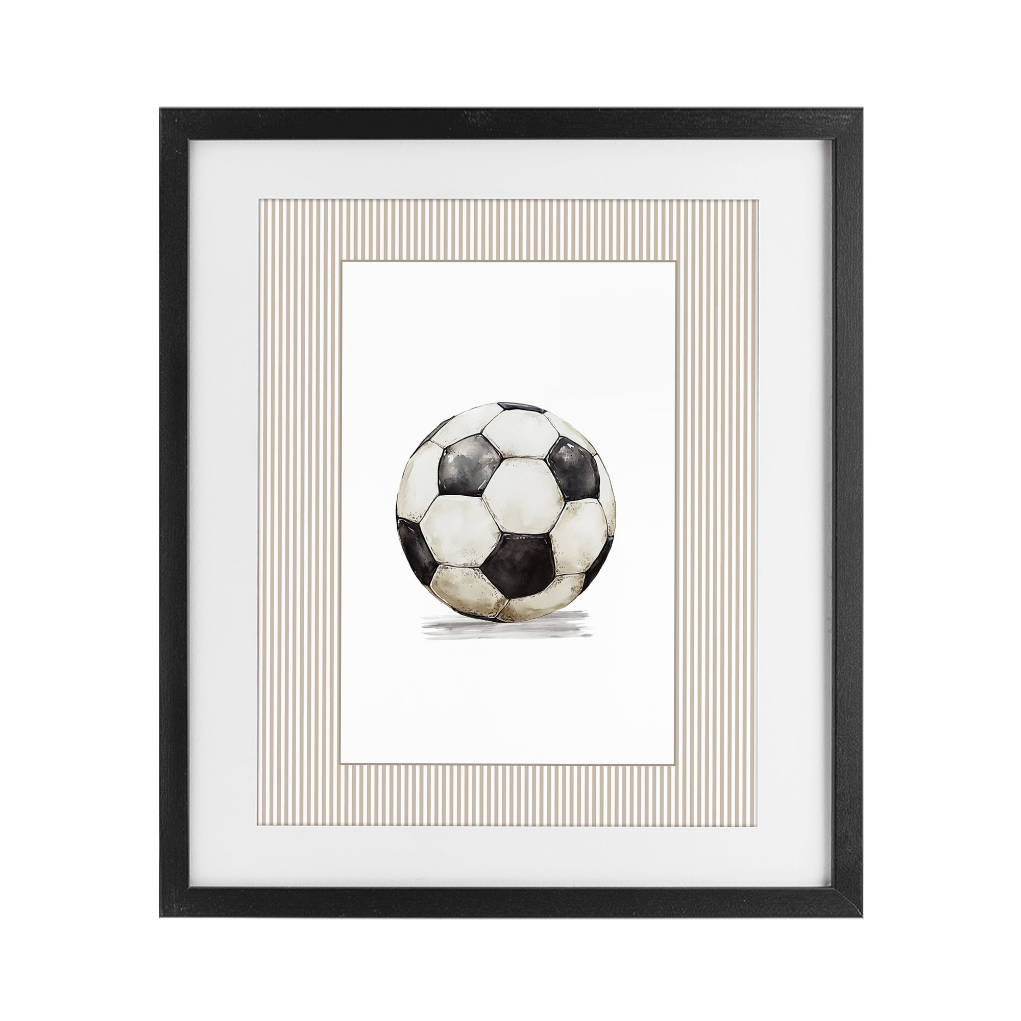 Stupell Industries Vintage Sports Soccer Ball Black Framed Print Under Glass, design by Christine Simpson Art
