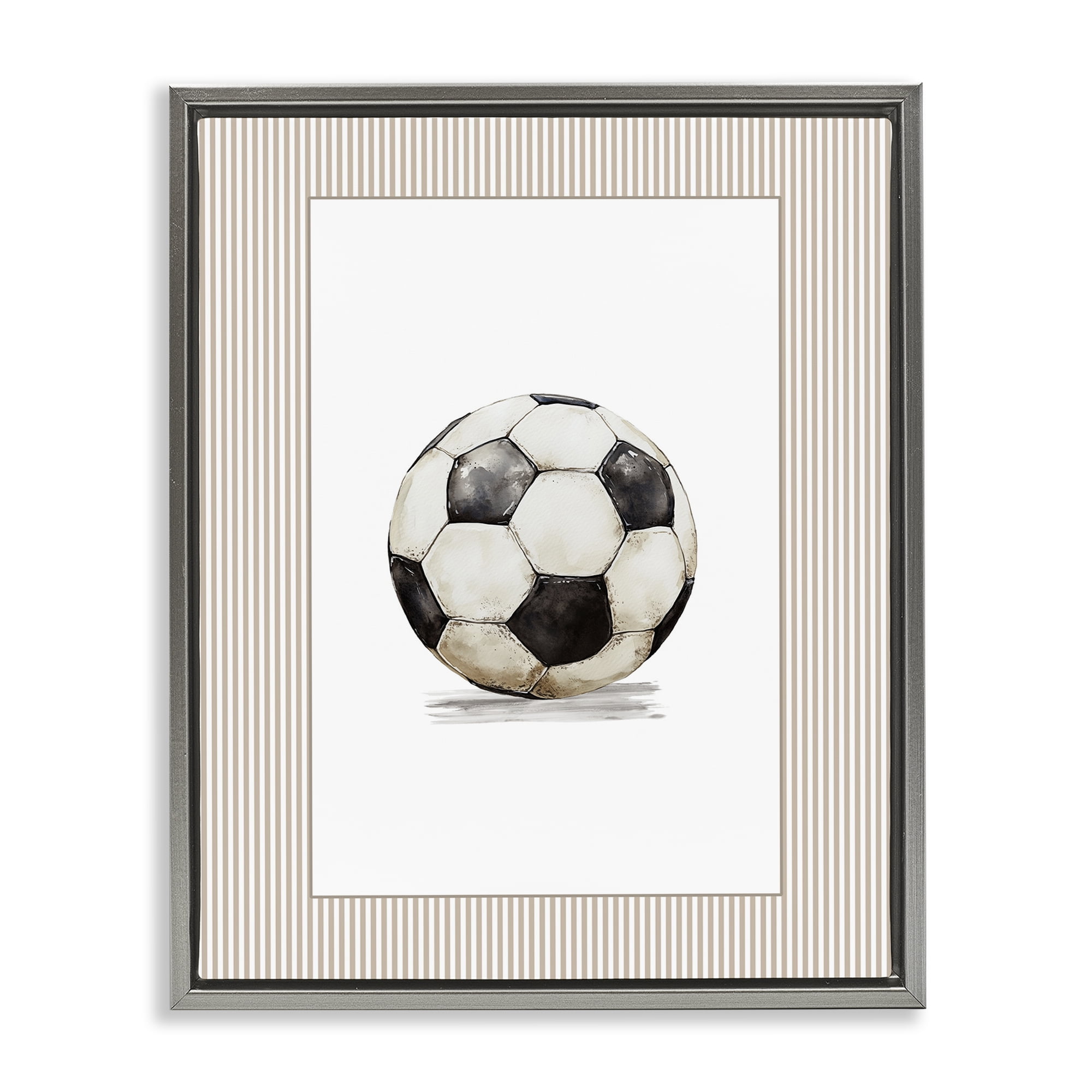 Stupell Industries Vintage Sports Soccer Ball Gray Framed Floater Canvas Wall Art, design by Christine Simpson Art