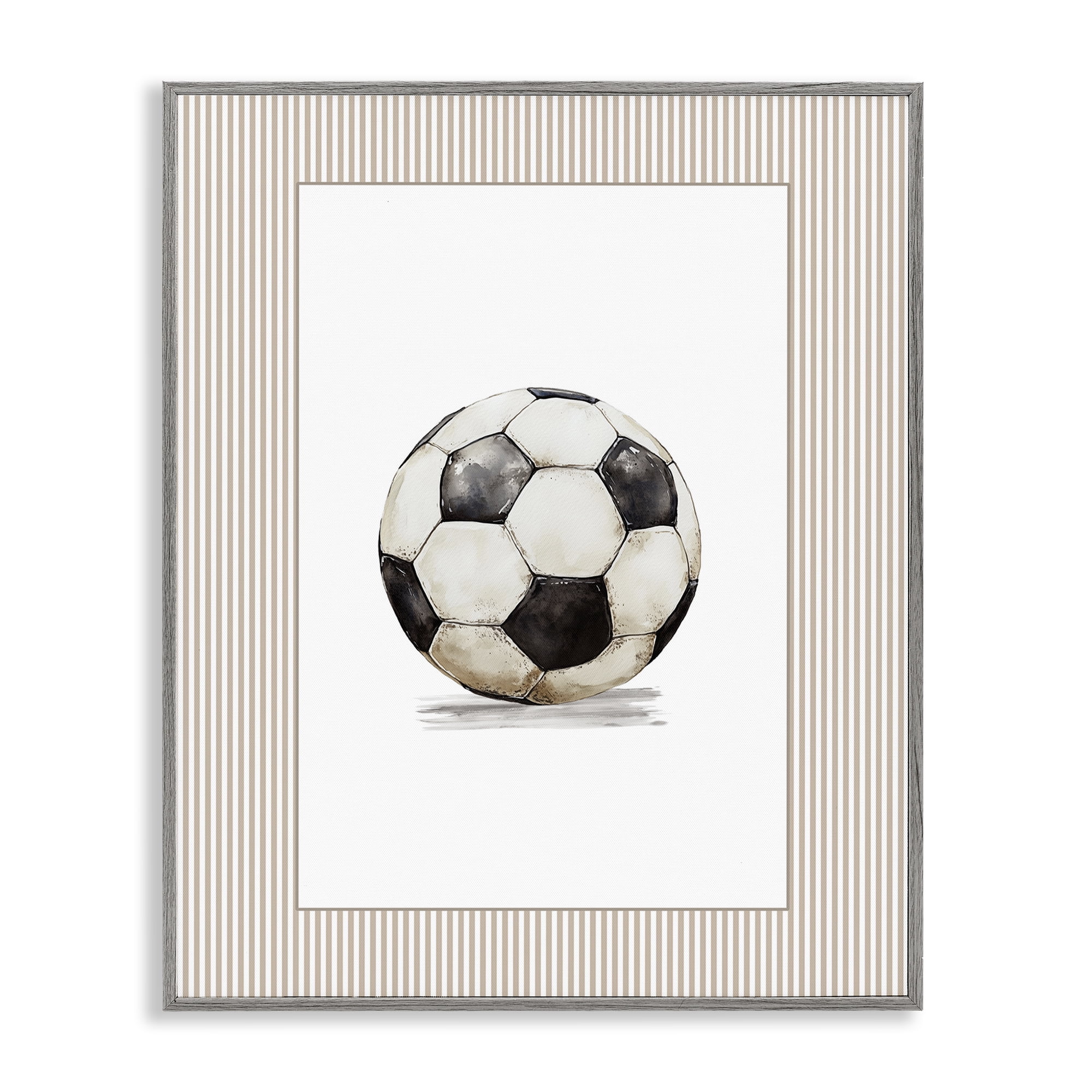 Stupell Industries Vintage Sports Soccer Ball Gray Framed Giclee Art, design by Christine Simpson Art