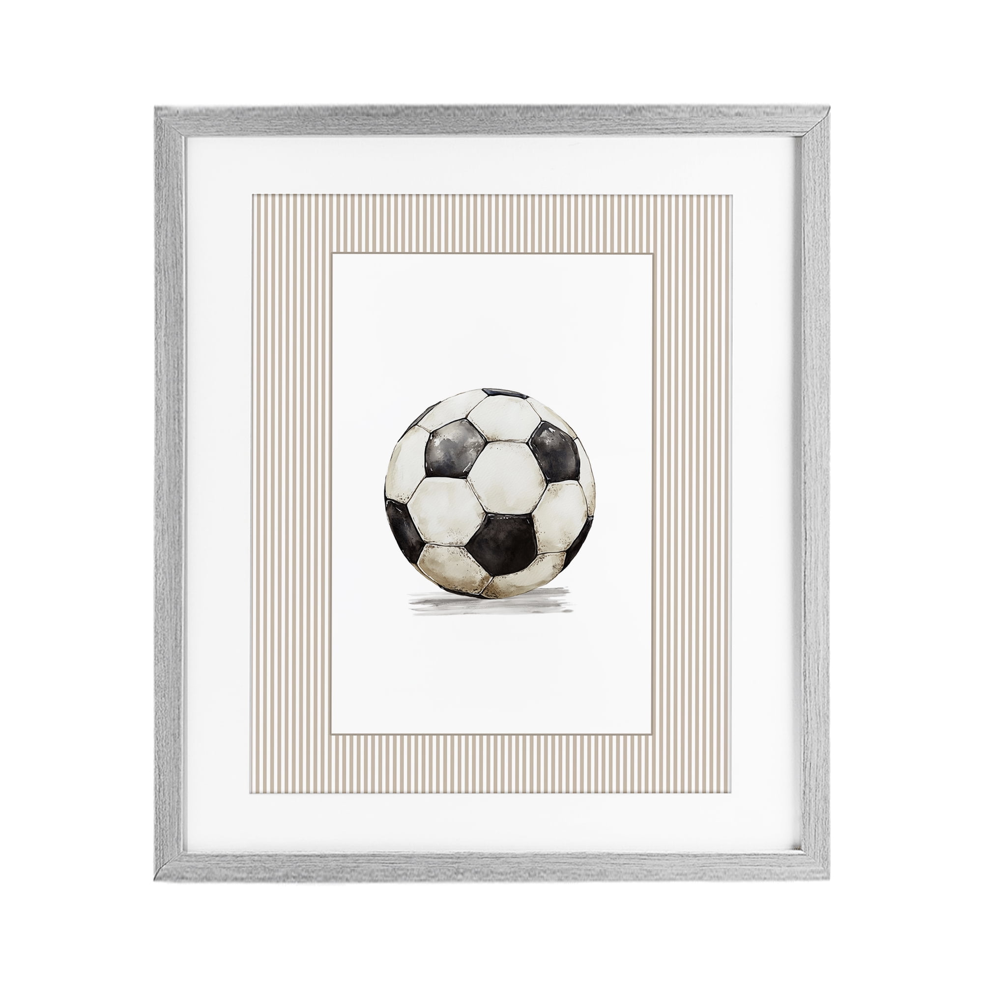 Stupell Industries Vintage Sports Soccer Ball Gray Framed Print Under Glass, design by Christine Simpson Art