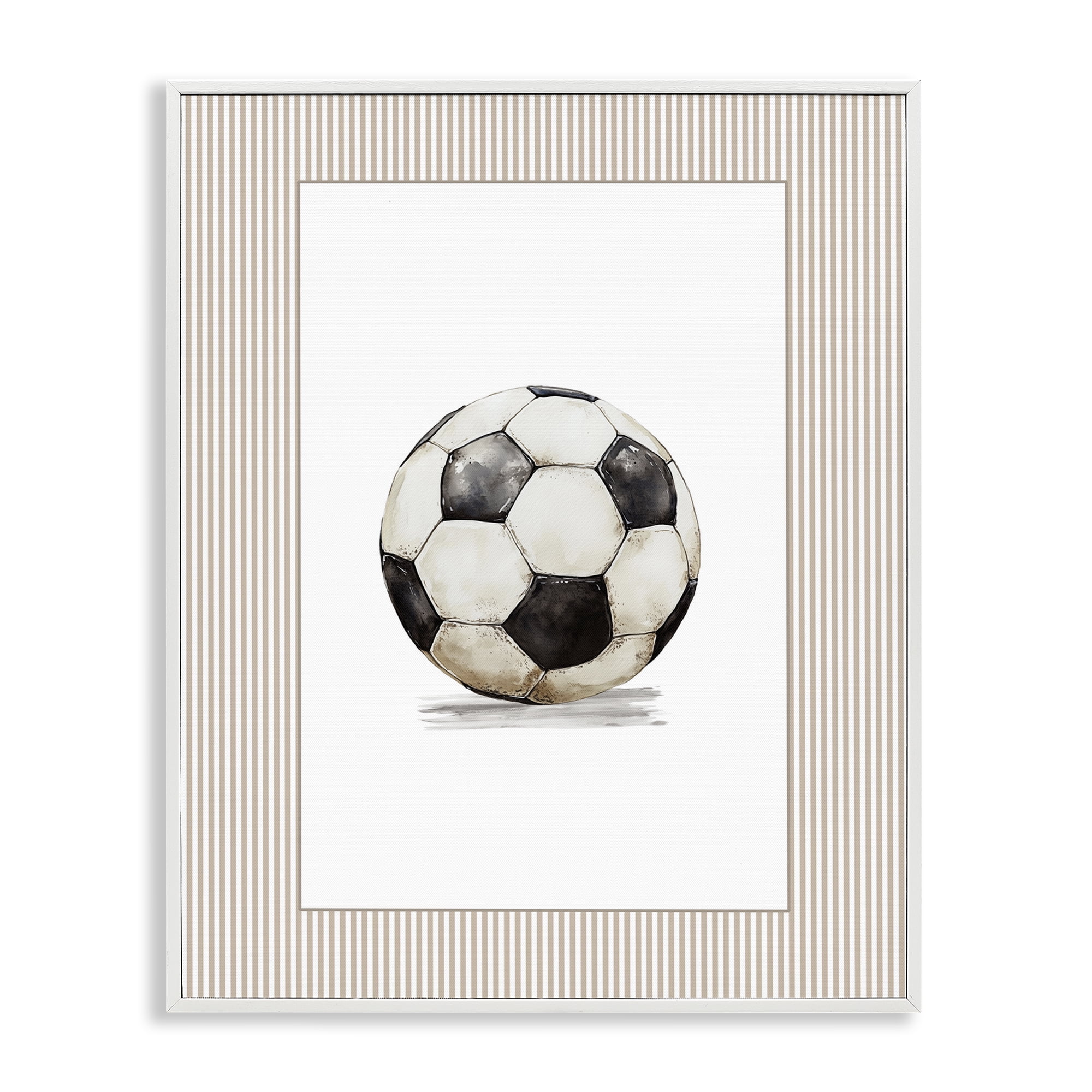 Stupell Industries Vintage Sports Soccer Ball White Framed Giclee Art, design by Christine Simpson Art