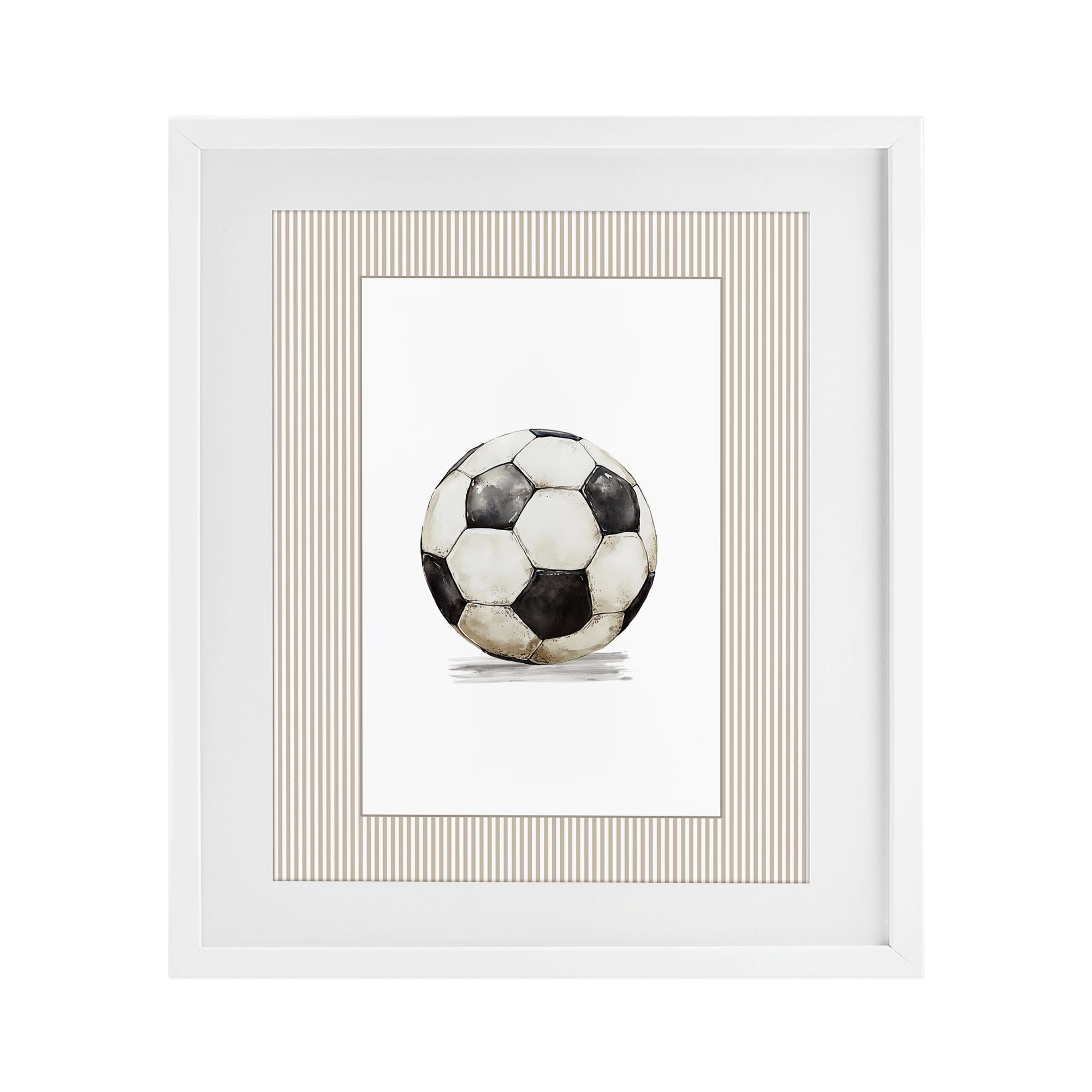 Stupell Industries Vintage Sports Soccer Ball White Framed Print Under Glass, design by Christine Simpson Art