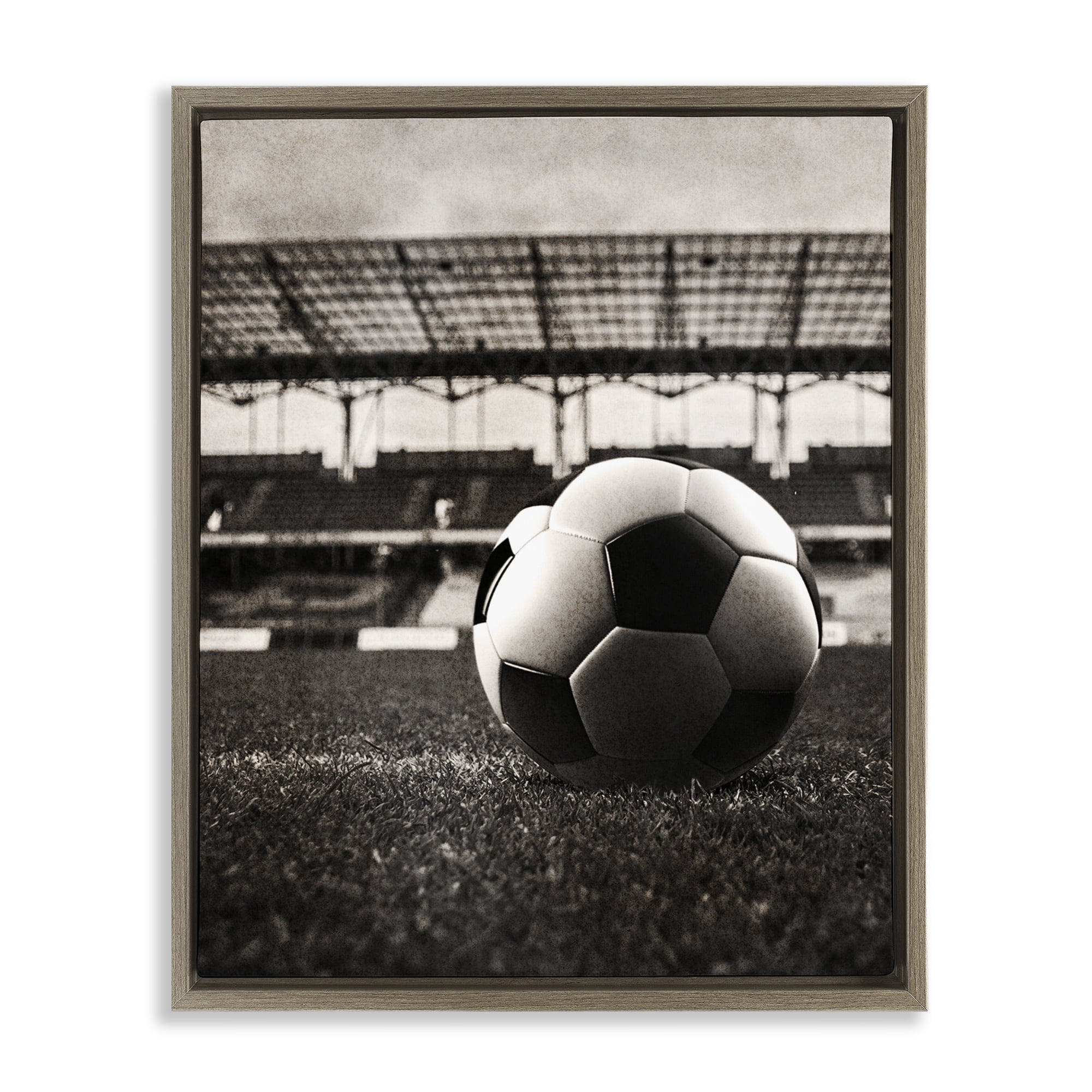 Stupell Industries Vintage Sports Soccer Brown Framed Floater Canvas Wall Art, design by Marcus Prime