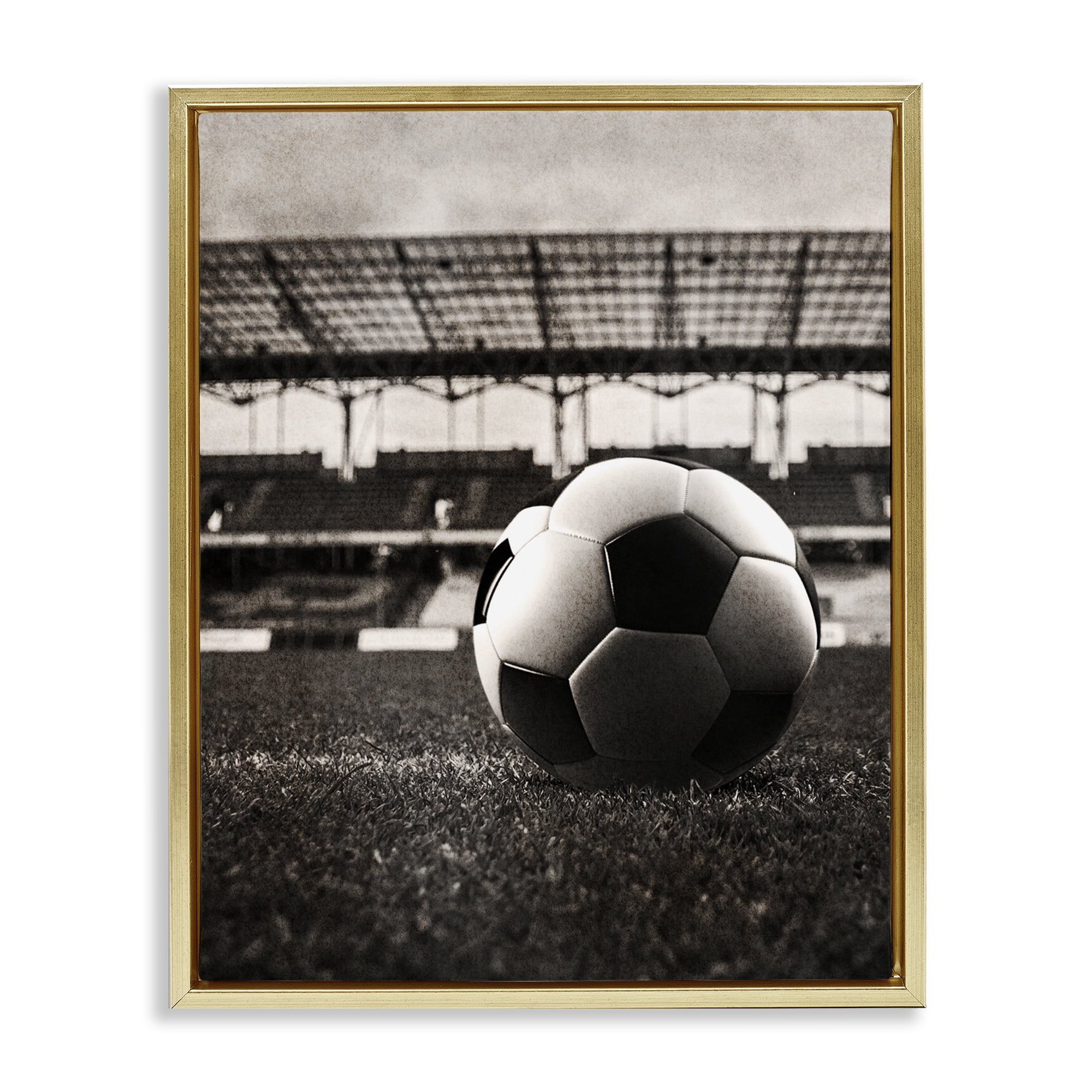 Stupell Industries Vintage Sports Soccer Gold Framed Floater Canvas Wall Art, design by Marcus Prime