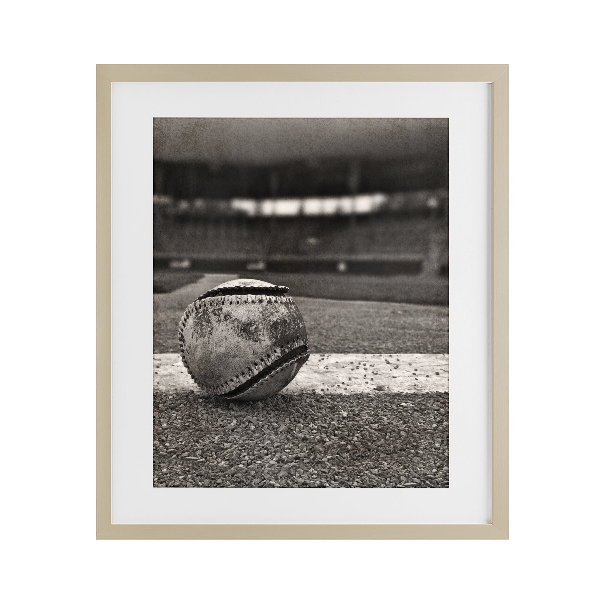 Stupell Industries Vintage Sports Weathered Baseball Birch Framed Print Under Glass, design by Marcus Prime