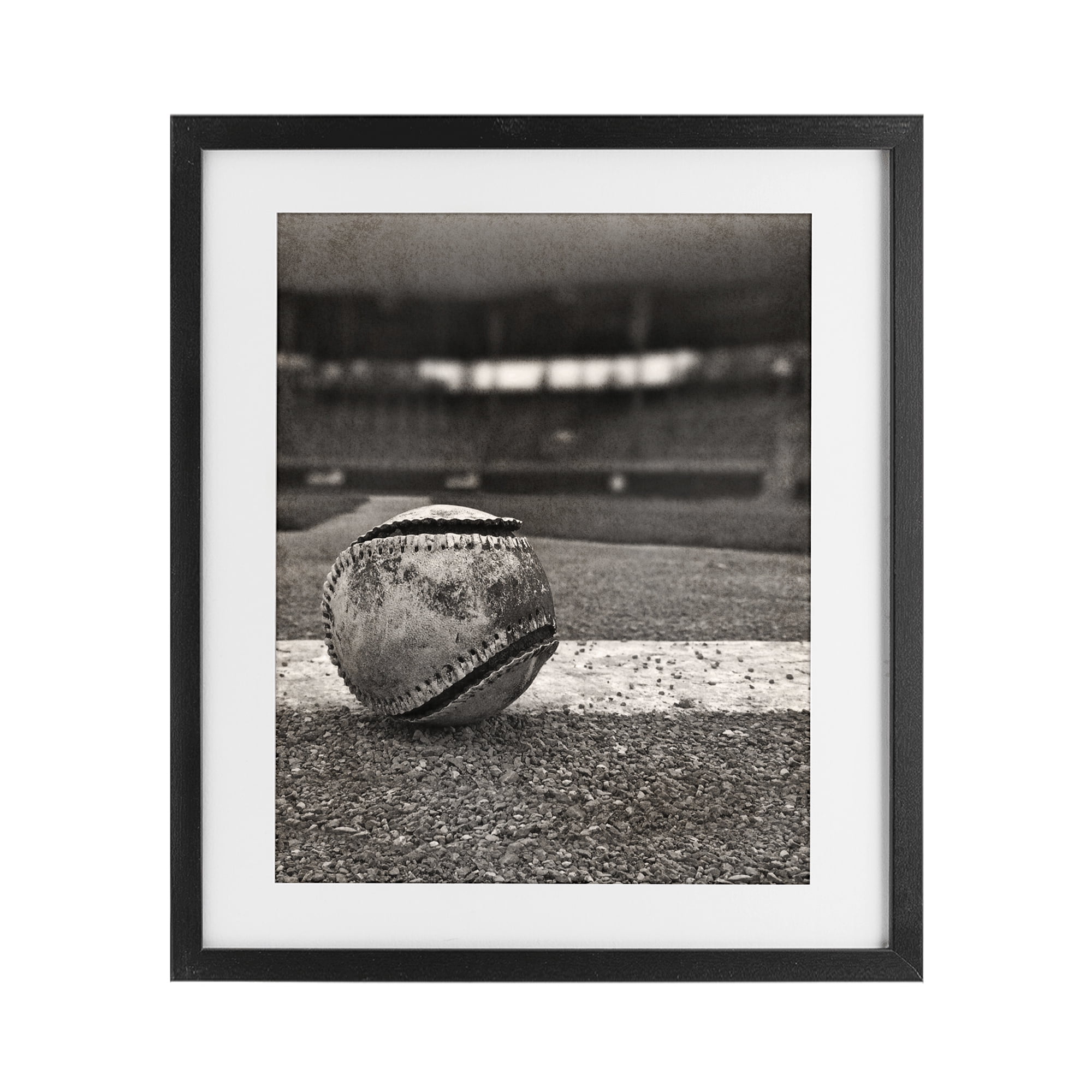 Stupell Industries Vintage Sports Weathered Baseball Black Framed Print Under Glass, design by Marcus Prime