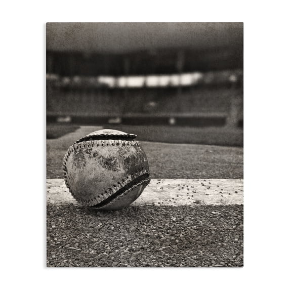 Stupell Industries Shabby Chic Vintage Sports Weathered Baseball Canvas Art, 30 x 40, by Marcus Prime